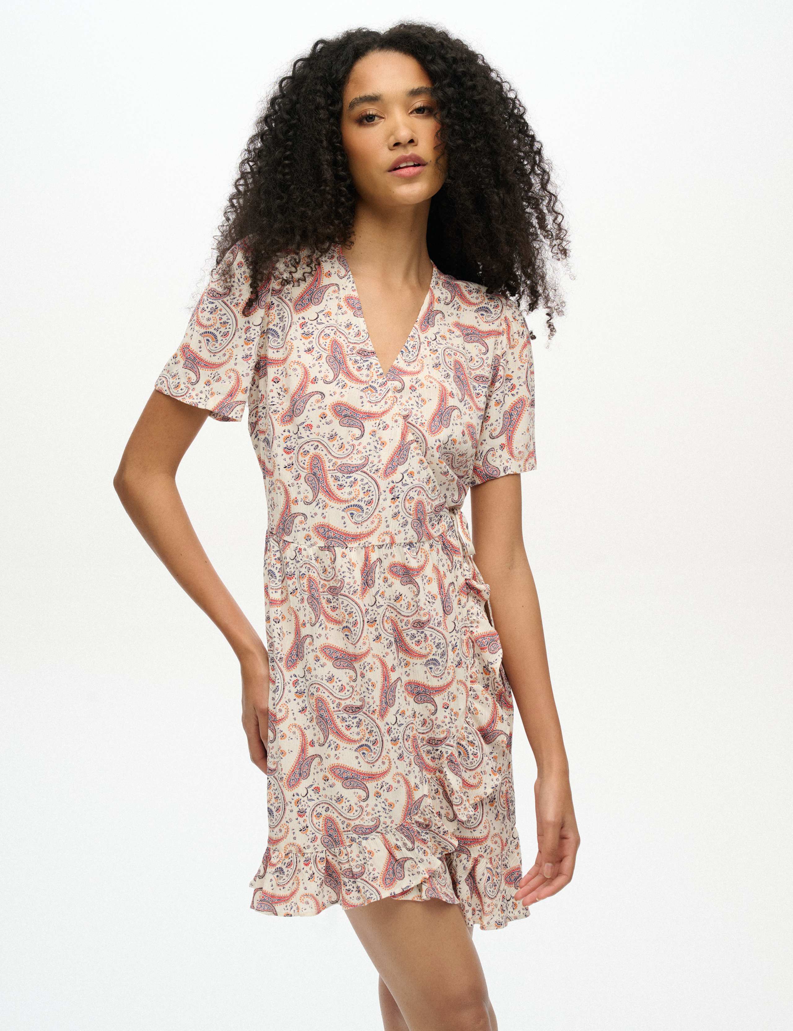 Printed Mini Wrap Dress 2 of 5