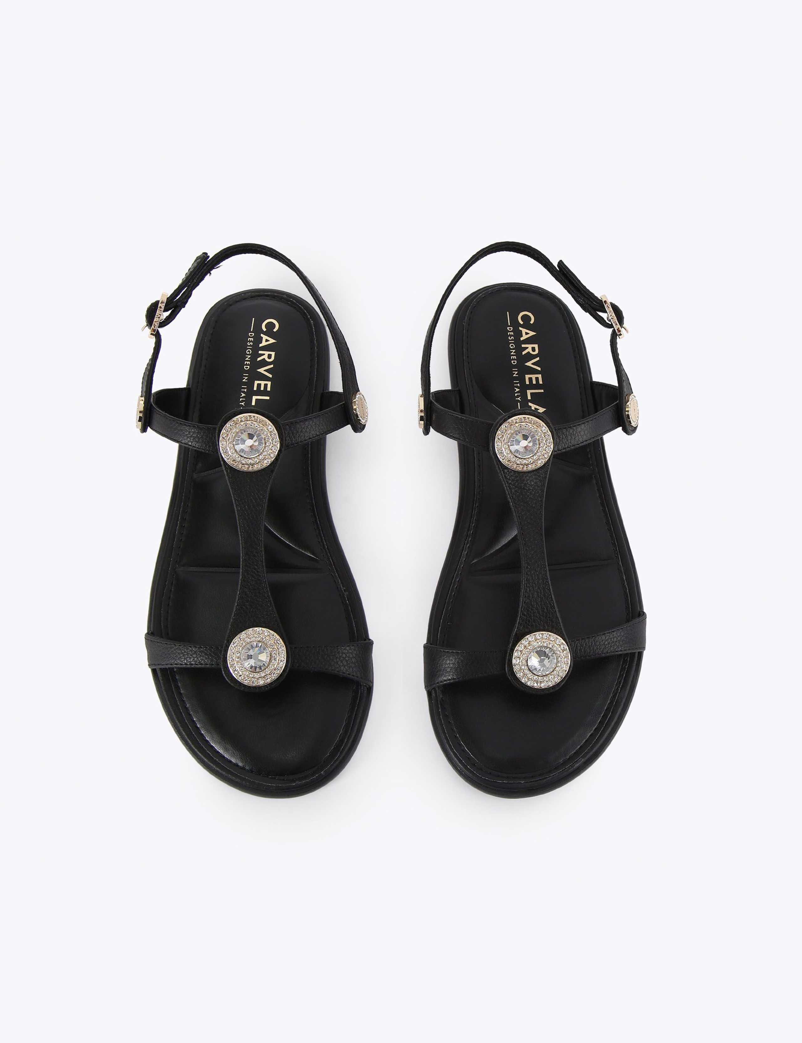 Wide Fit Leather Metallic Flat Sandals 2 of 4