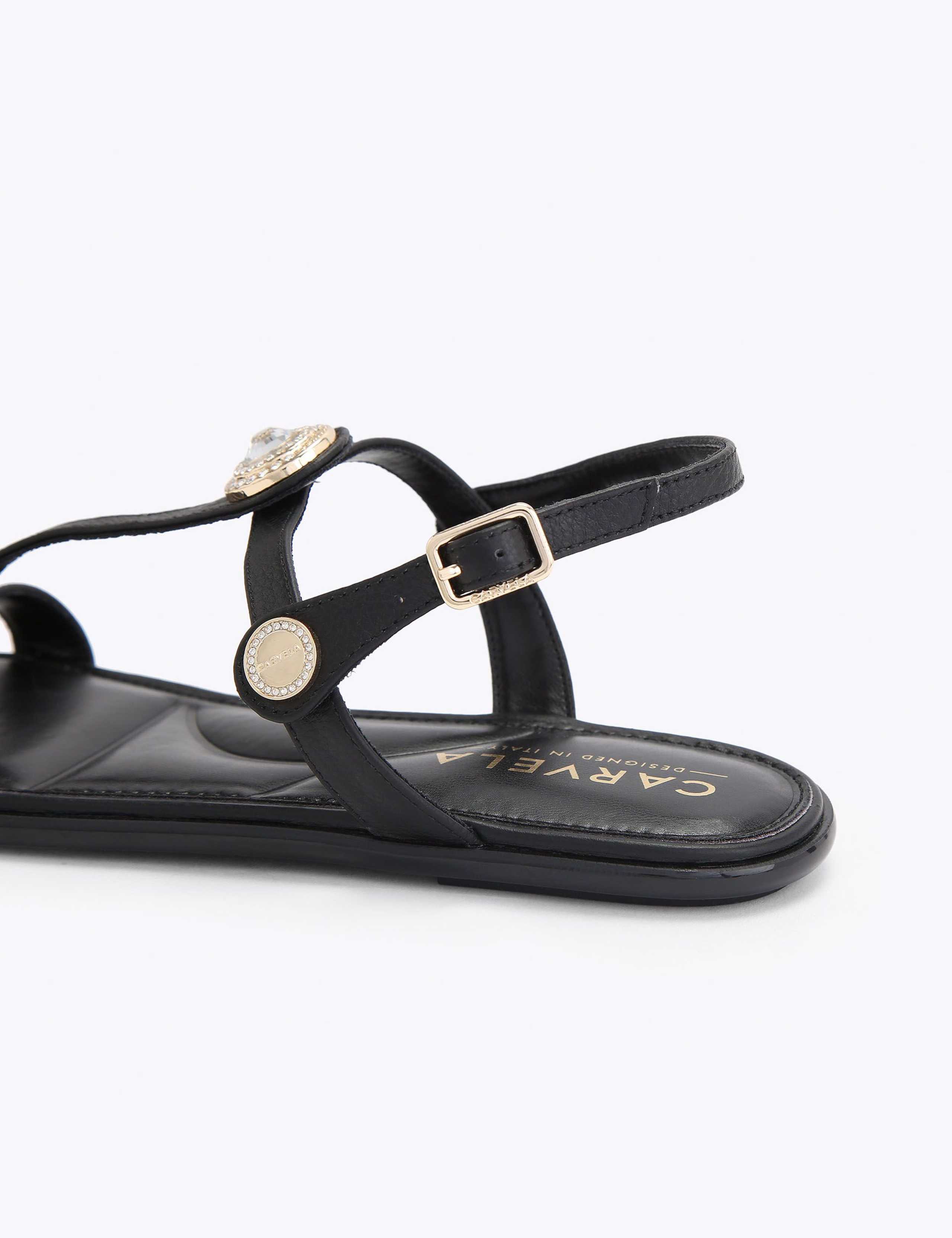 Wide Fit Leather Metallic Flat Sandals 3 of 4