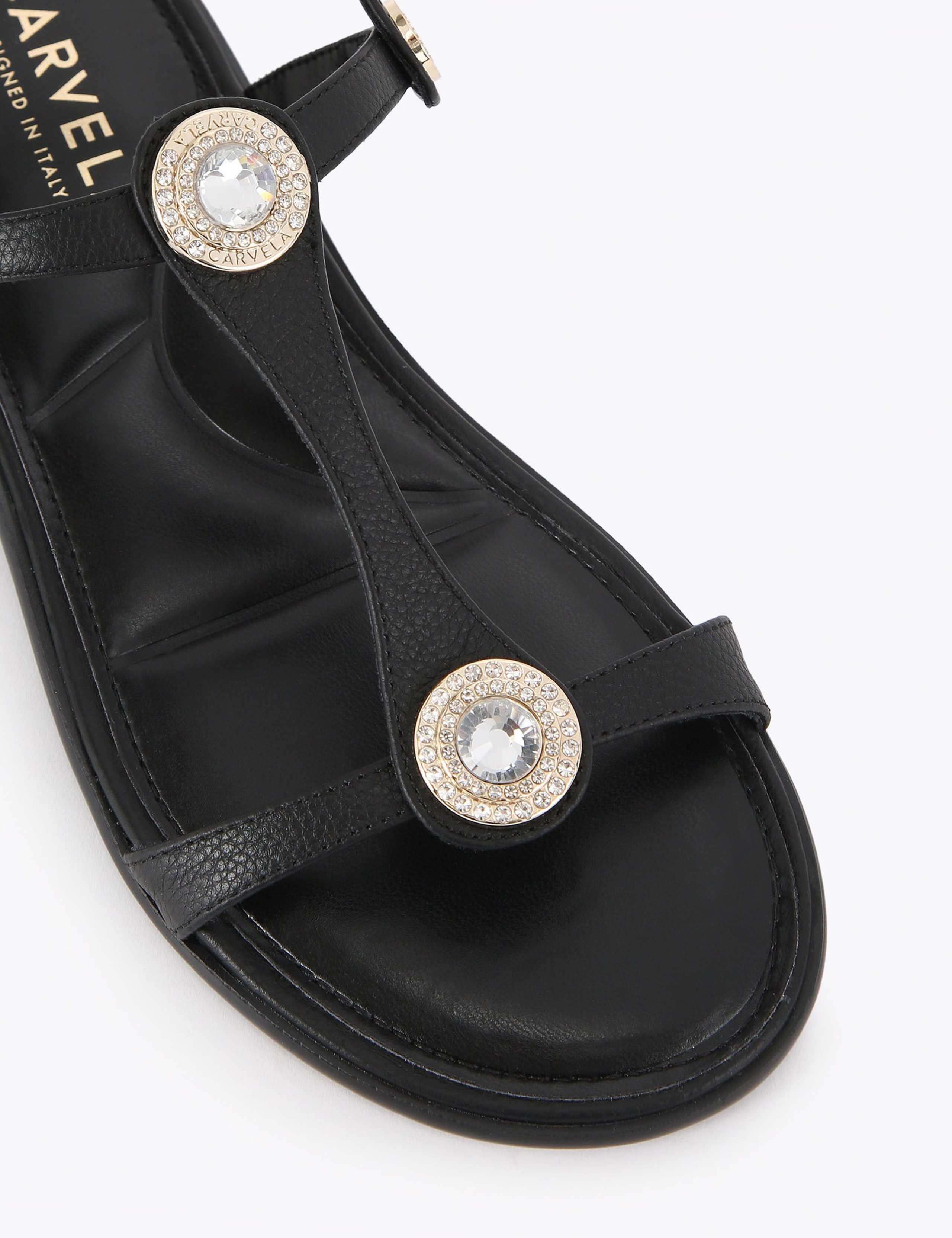 Wide Fit Leather Metallic Flat Sandals 4 of 4
