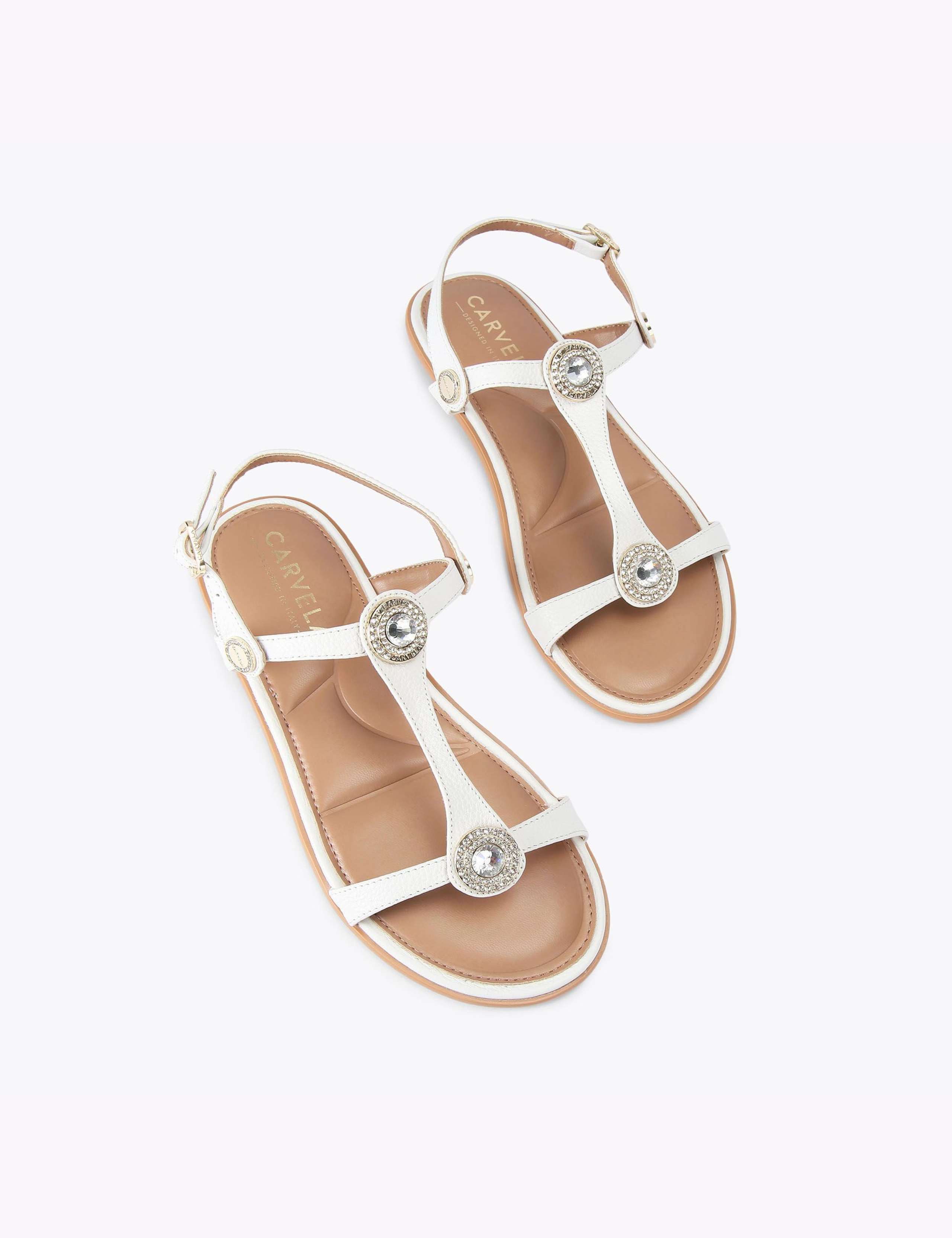 Wide Fit Leather Metallic Flat Sandals 2 of 4