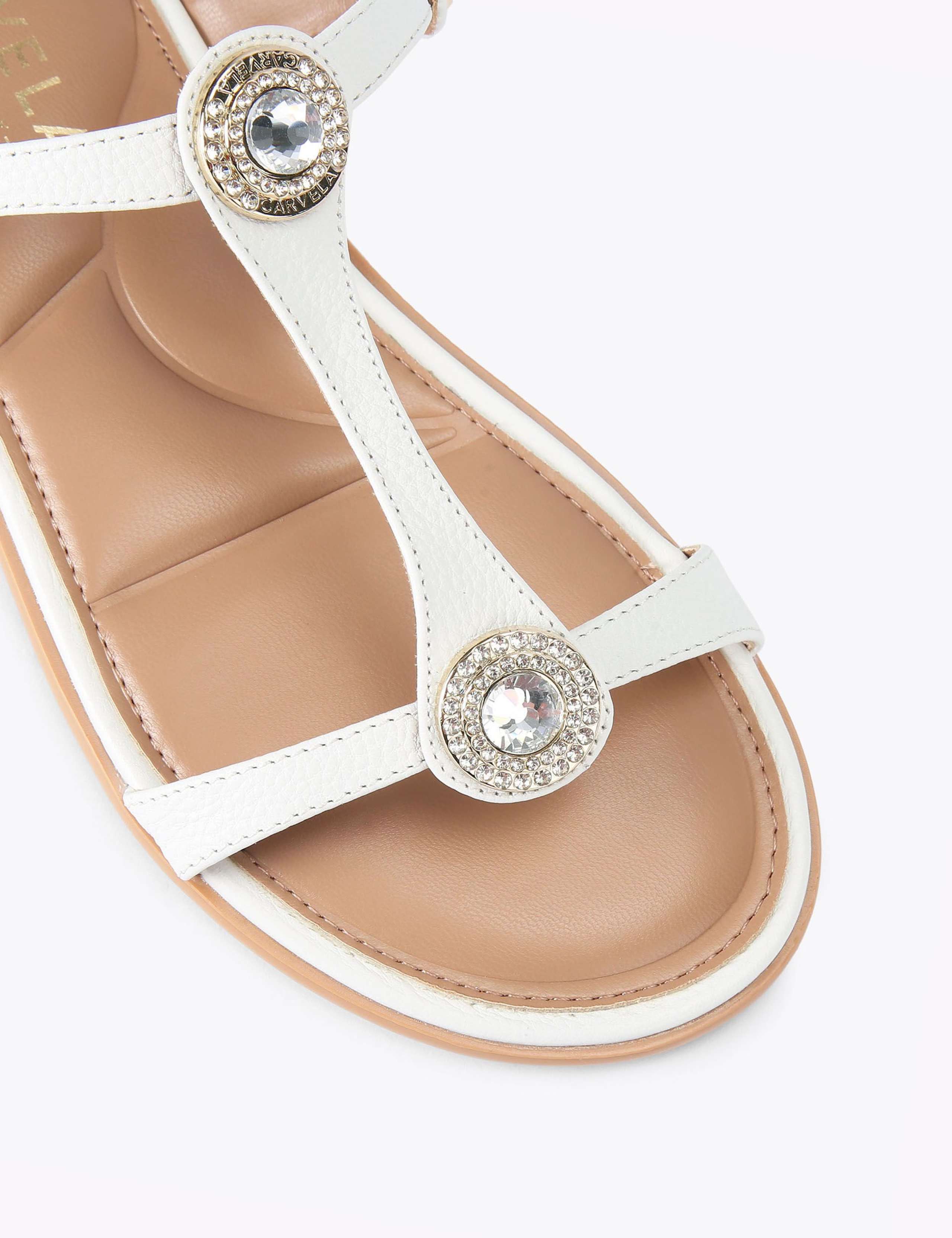 Wide Fit Leather Metallic Flat Sandals 3 of 4