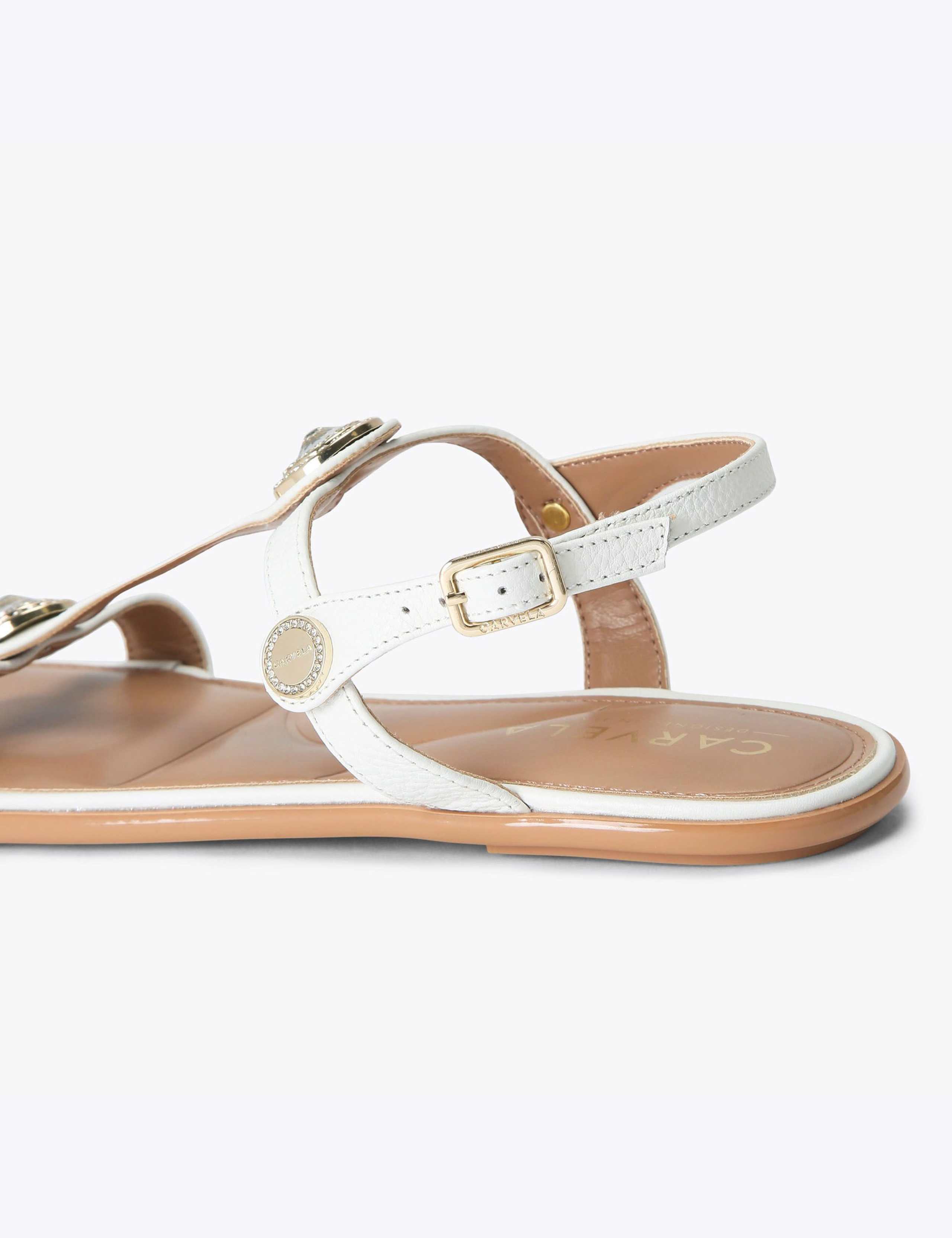 Wide Fit Leather Metallic Flat Sandals 4 of 4