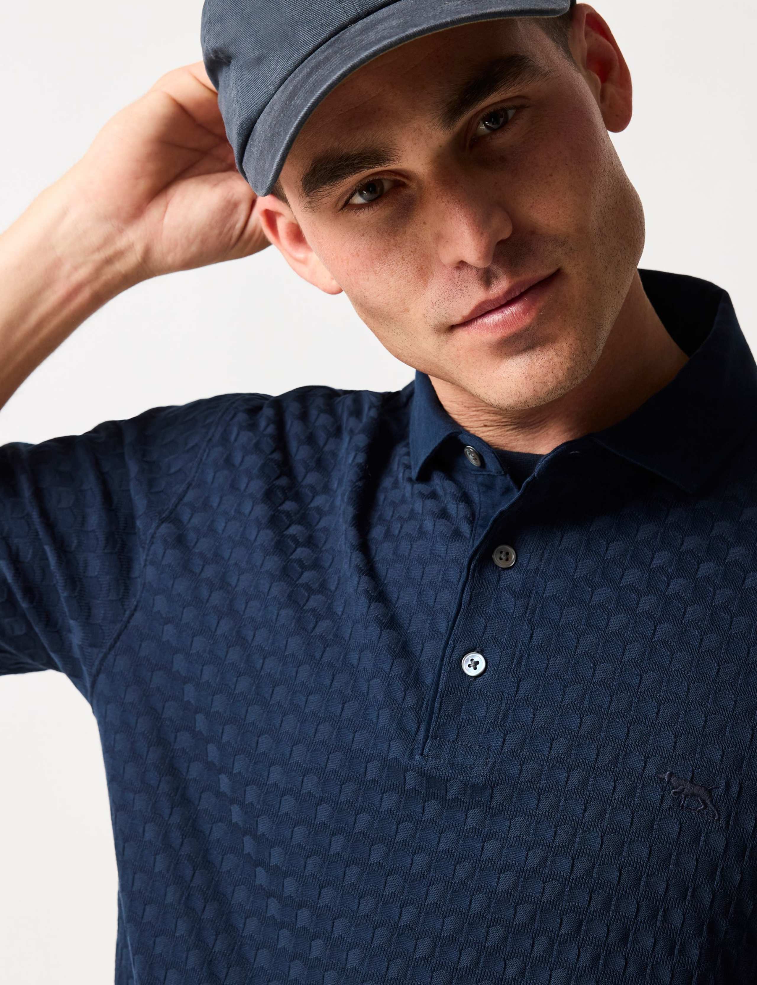 Huntsbury Pure Cotton Textured Polo Shirt 3 of 4