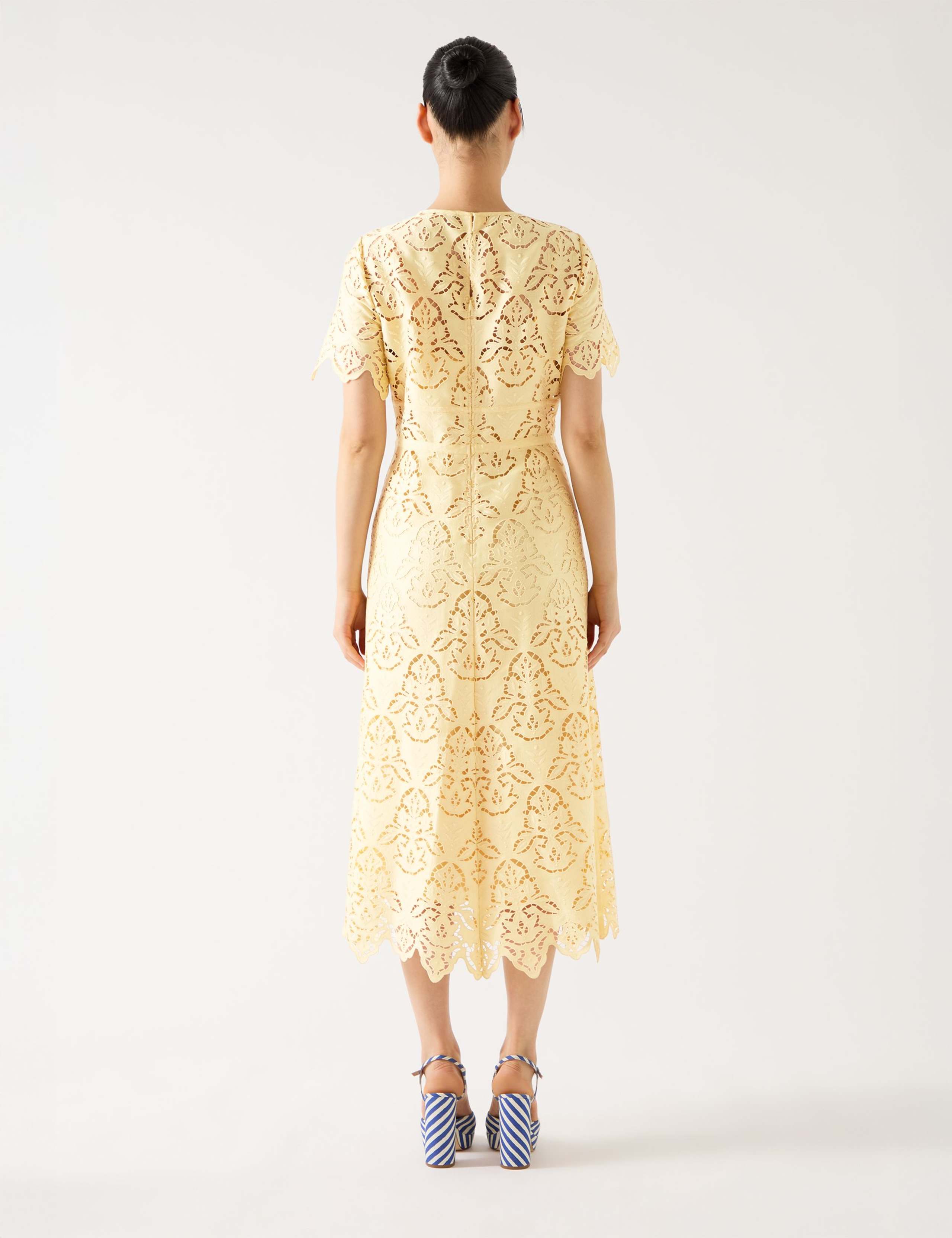 Broderie Round Neck Midi Tea Dress 3 of 4