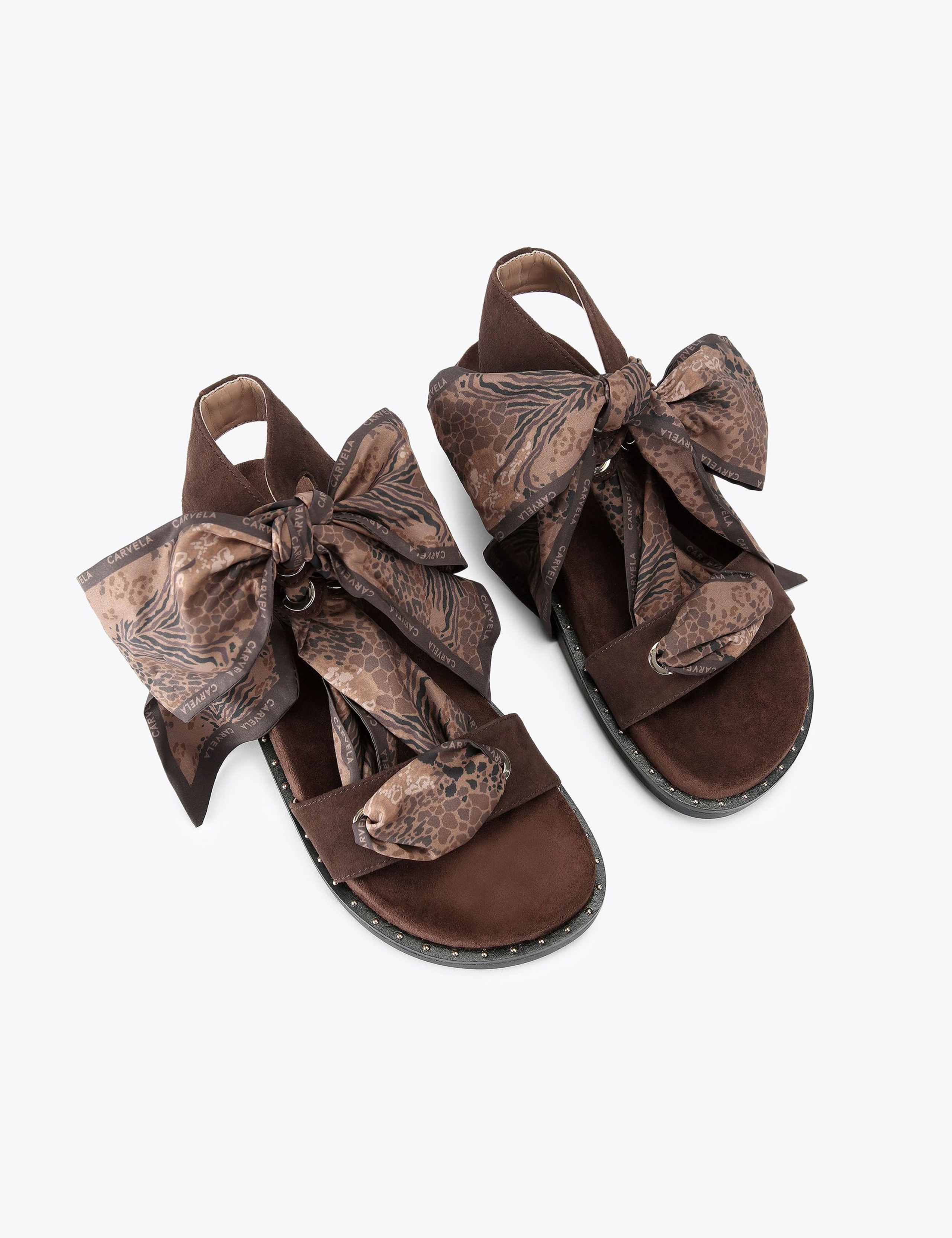 Suede Scarf Tie Flat Footbed Sandals 2 of 4