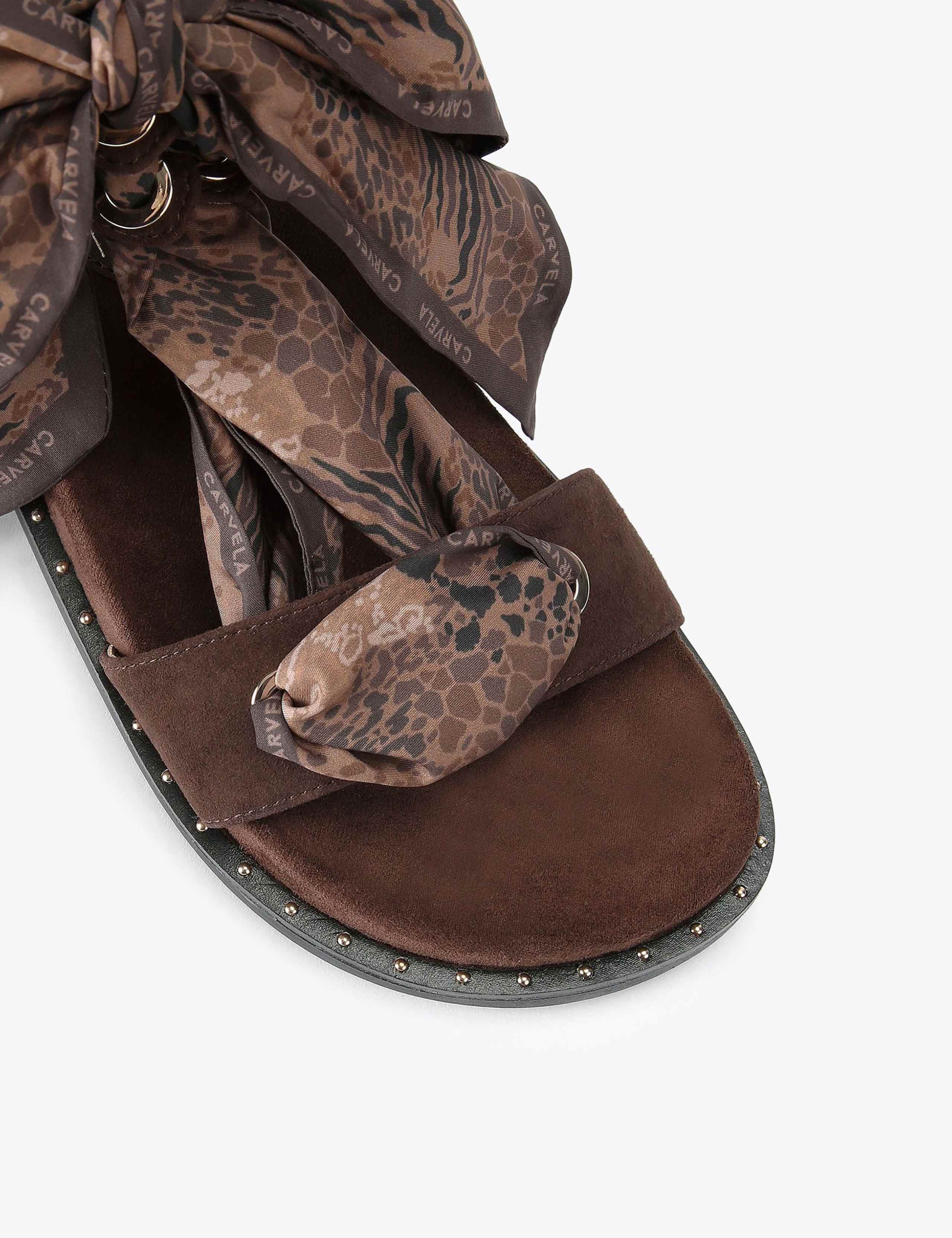 Suede Scarf Tie Flat Footbed Sandals 3 of 4