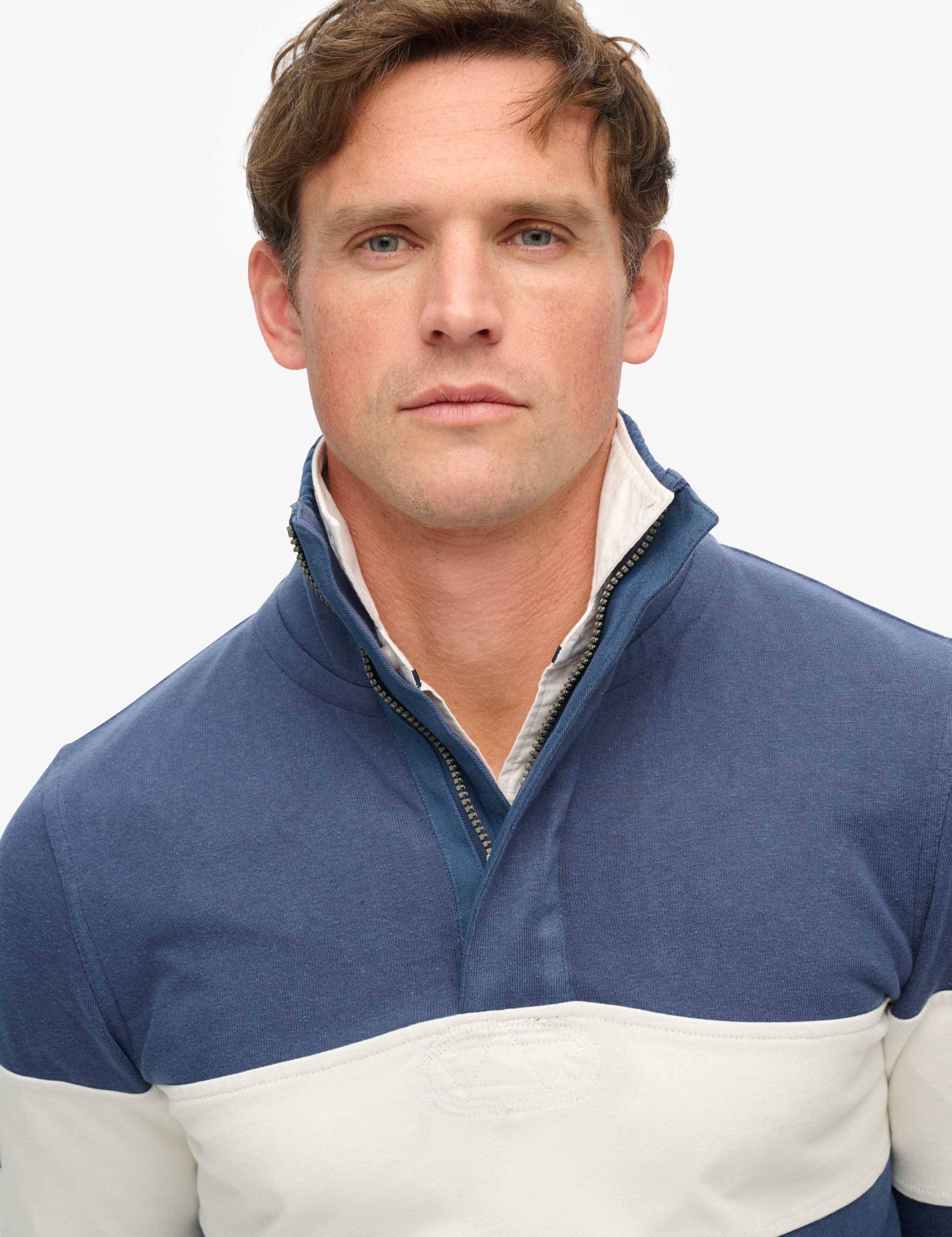 Pure Cotton Colour Block Half Zip Sweatshirt 2 of 4