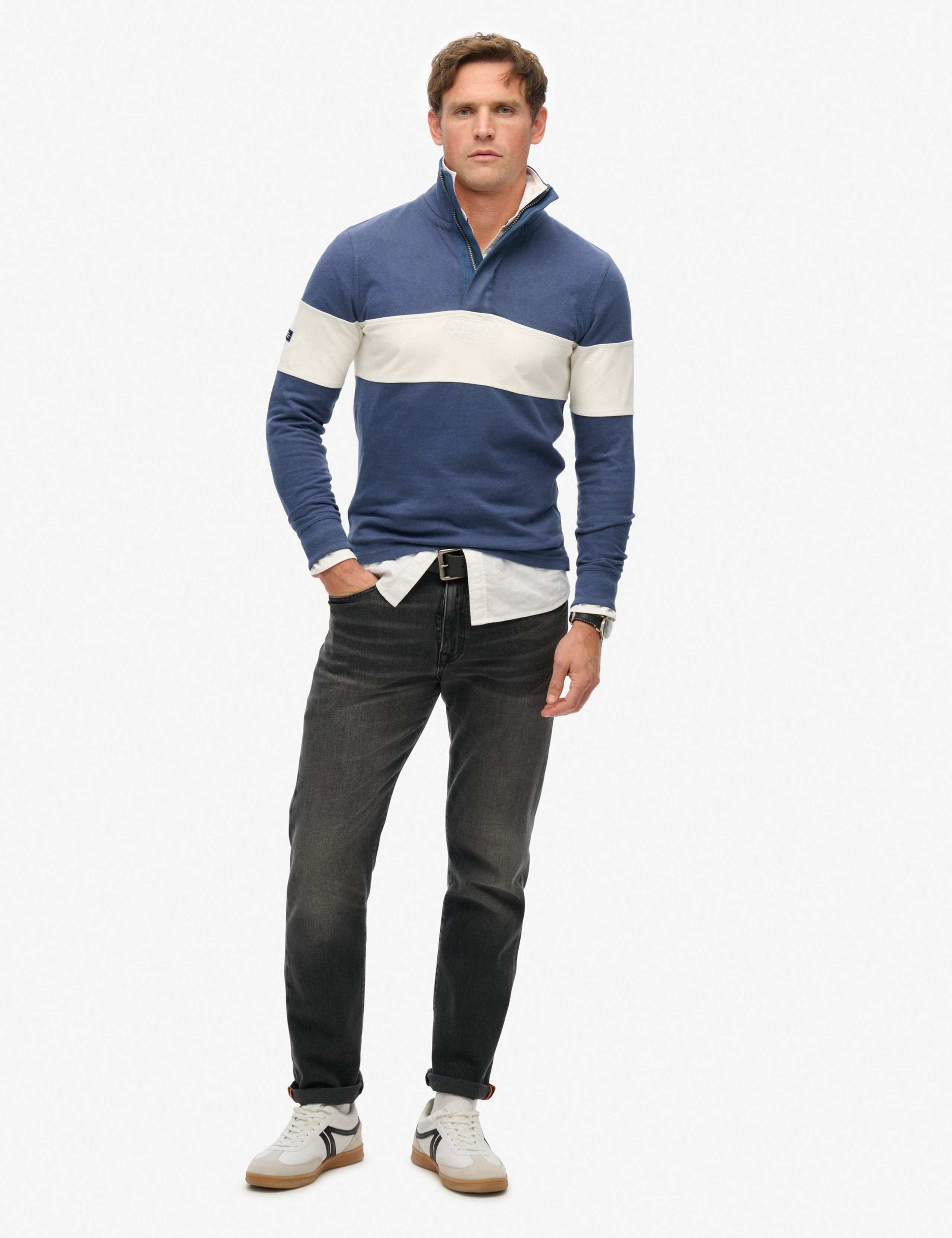 Pure Cotton Colour Block Half Zip Sweatshirt 3 of 4