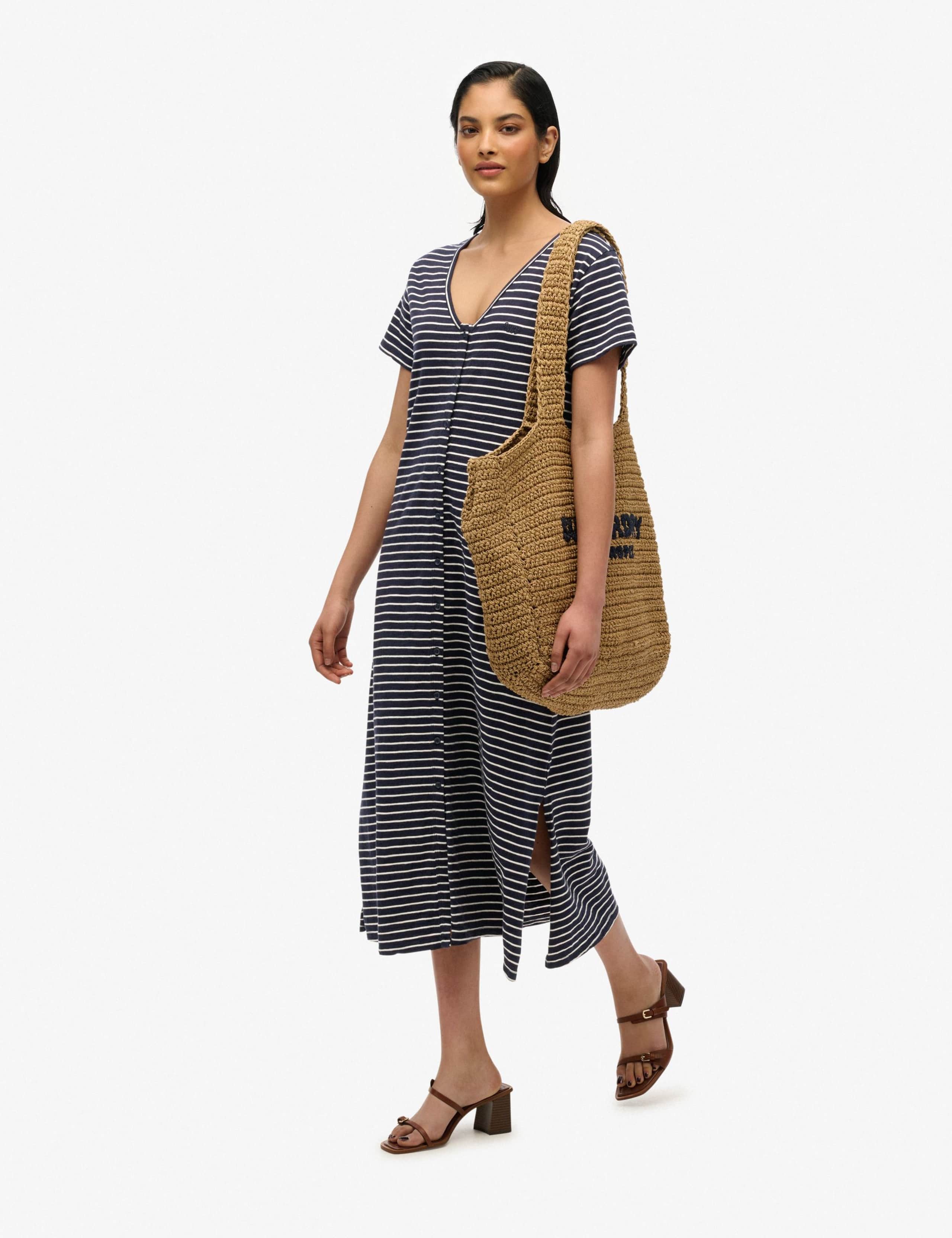 Jersey Button Through Midi Relaxed Dress 5 of 8