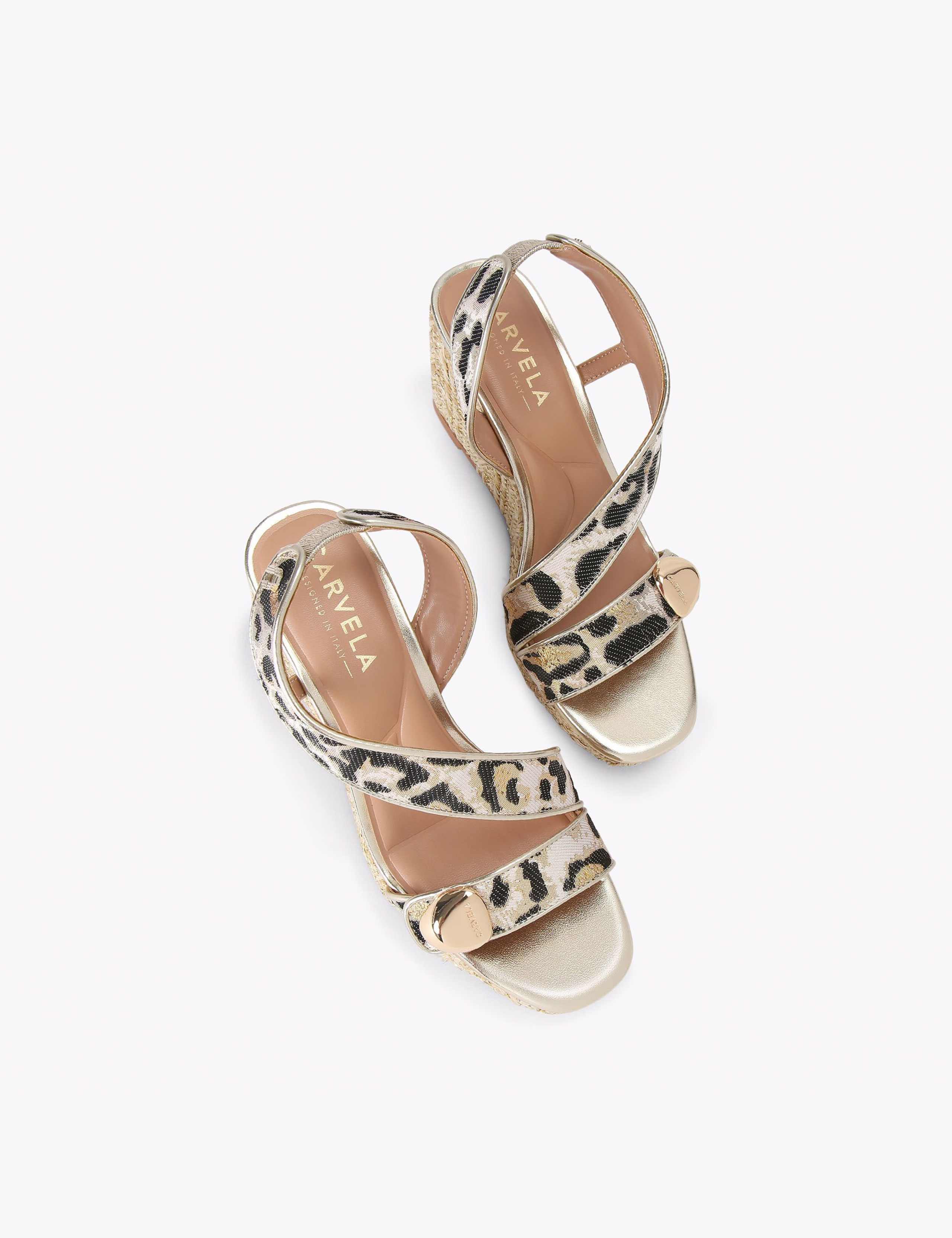 Leopard Print Strappy Wedge Sandals 2 of 4