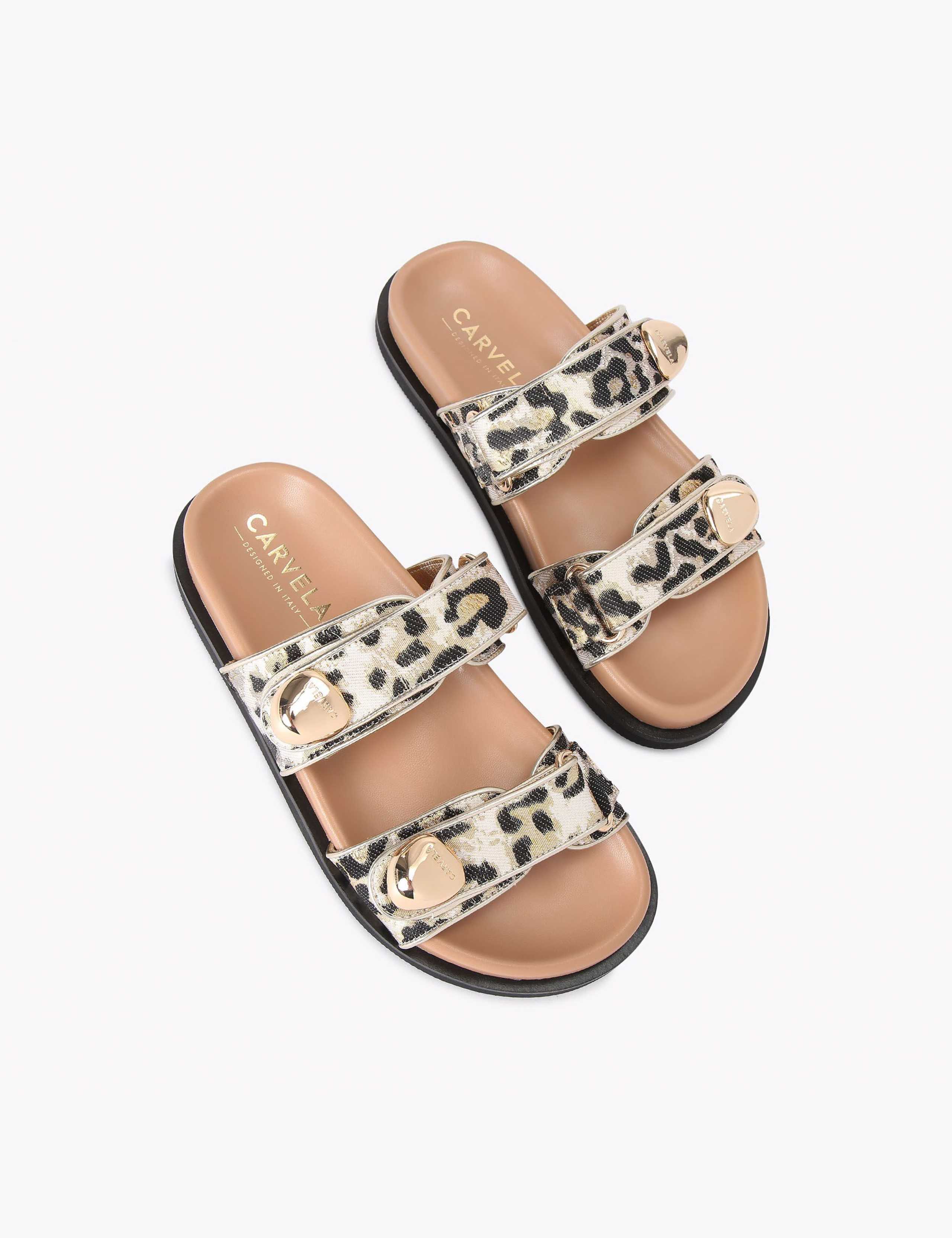 Leopard Print Double Buckle Flat Sandals 2 of 4