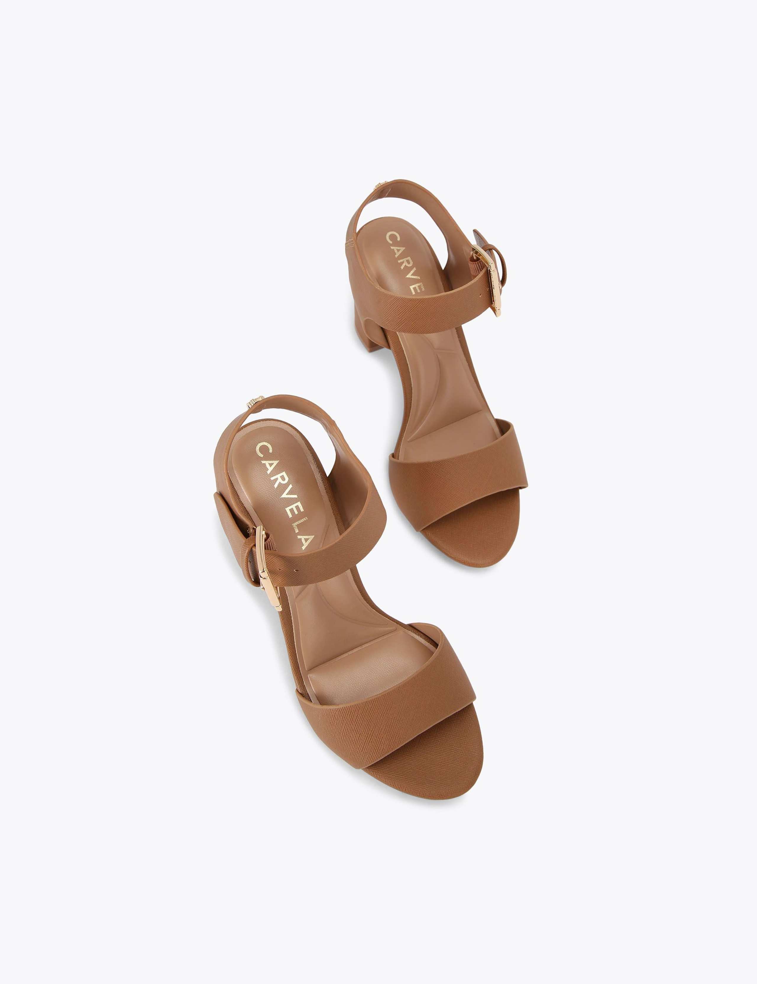 Metallic Ankle Strap Block Heel Sandals 2 of 4