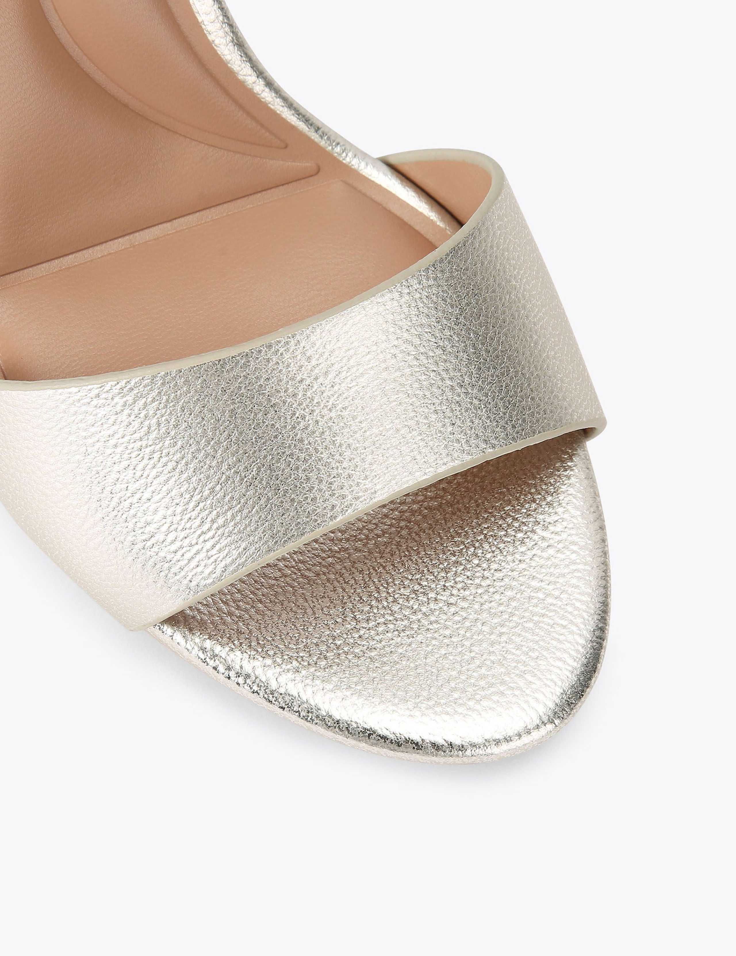 Metallic Ankle Strap Block Heel Sandals 4 of 5