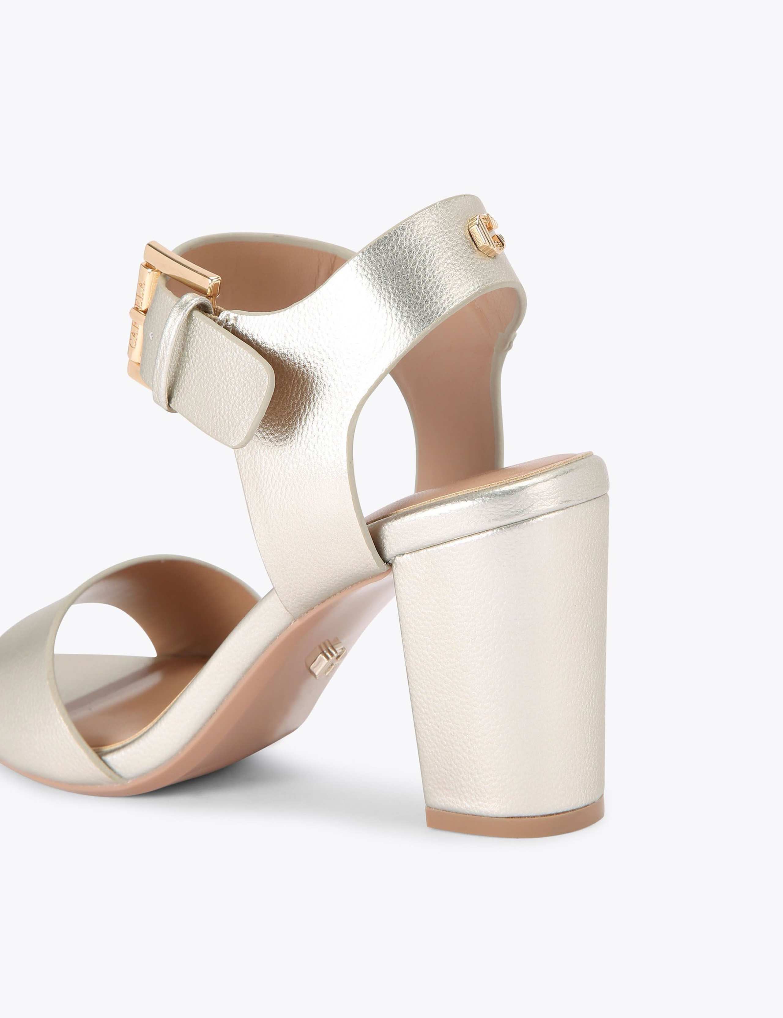 Metallic Ankle Strap Block Heel Sandals 5 of 5