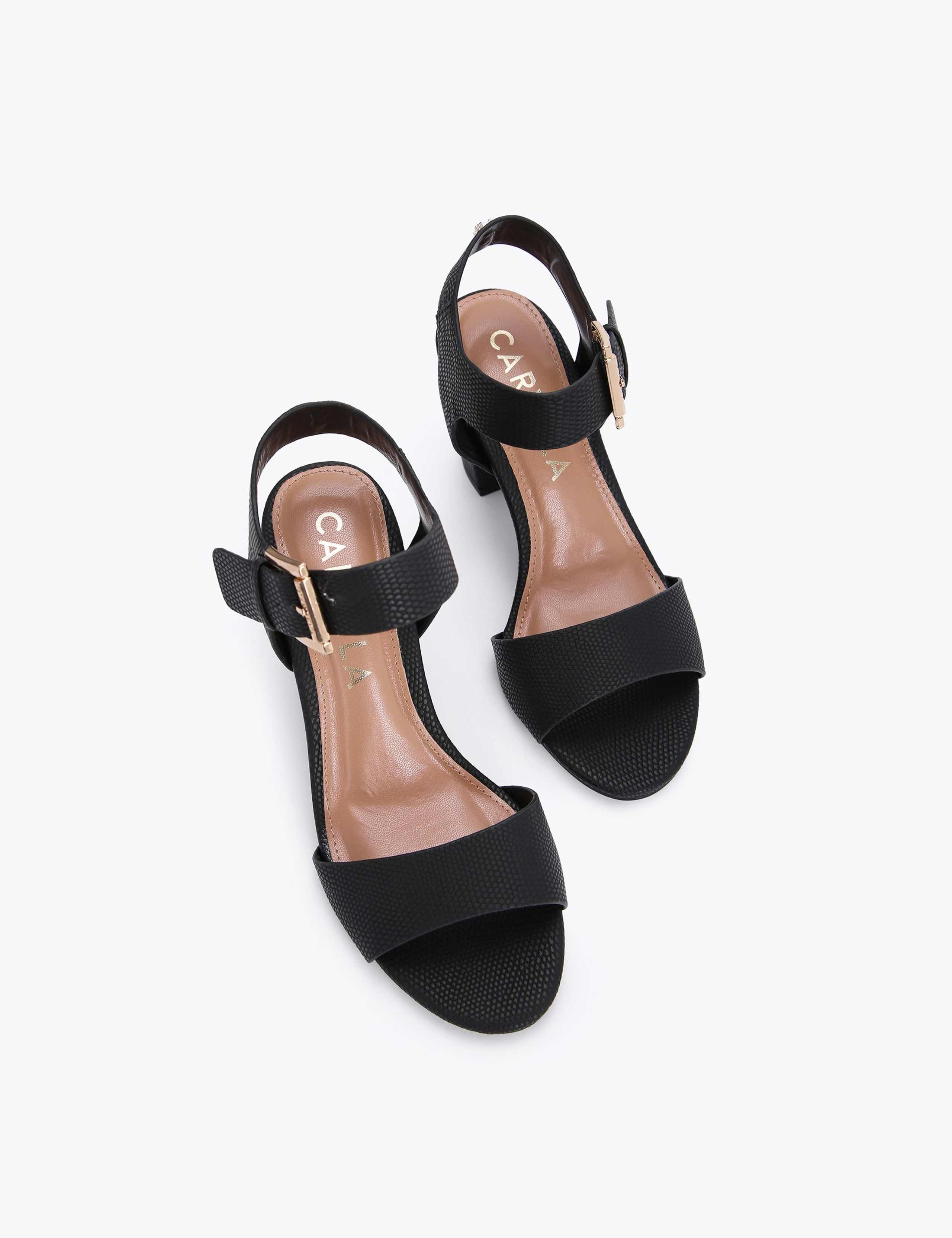 Metallic Ankle Strap Block Heel Sandals 2 of 4