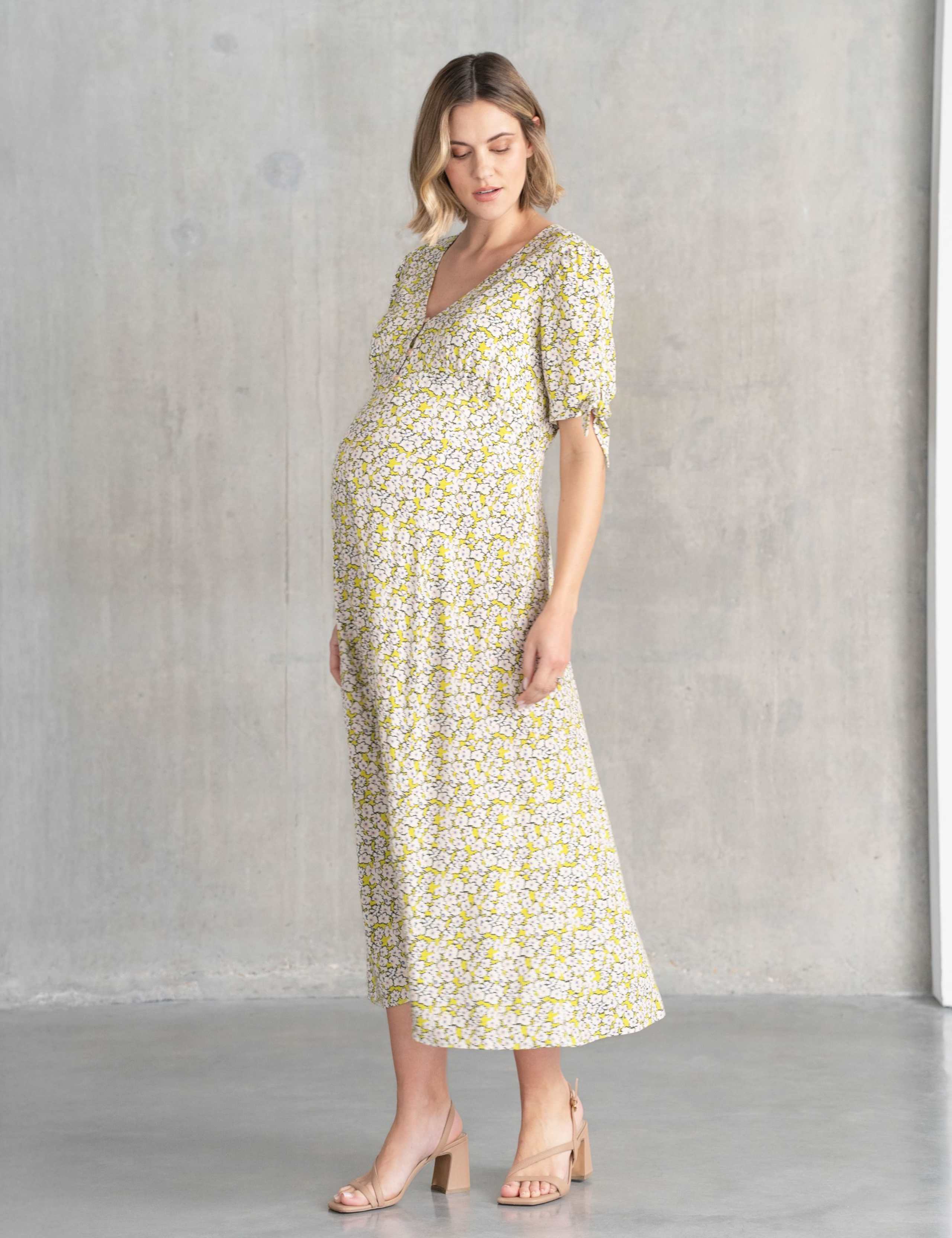 Maternity Floral V-Neck Midi Tea Dress 1 of 5