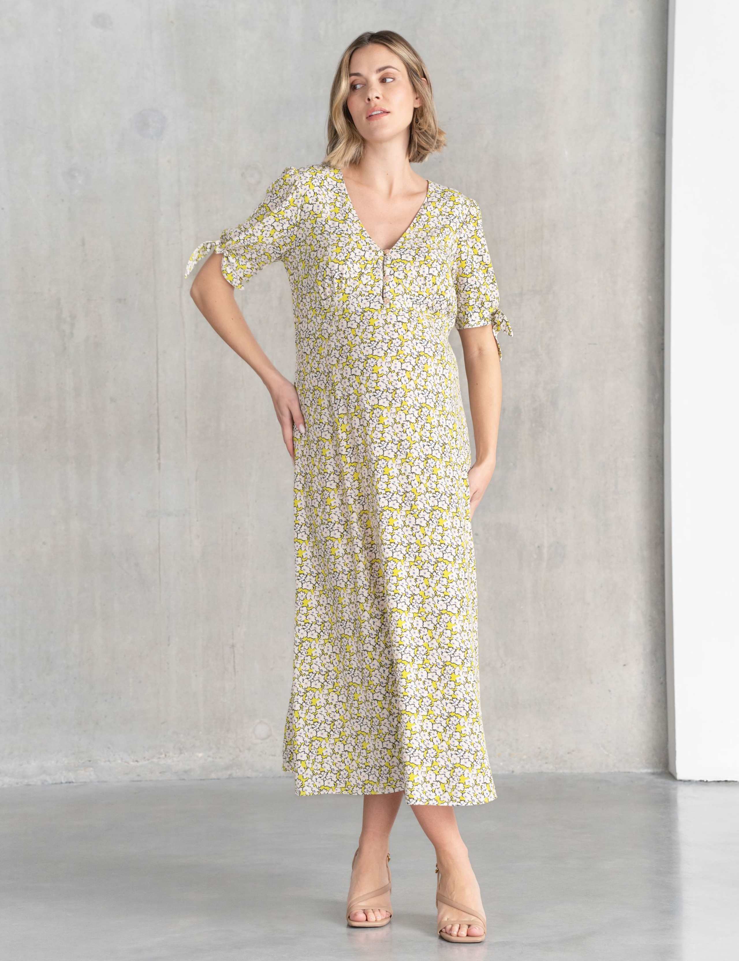 Maternity Floral V-Neck Midi Tea Dress 2 of 5