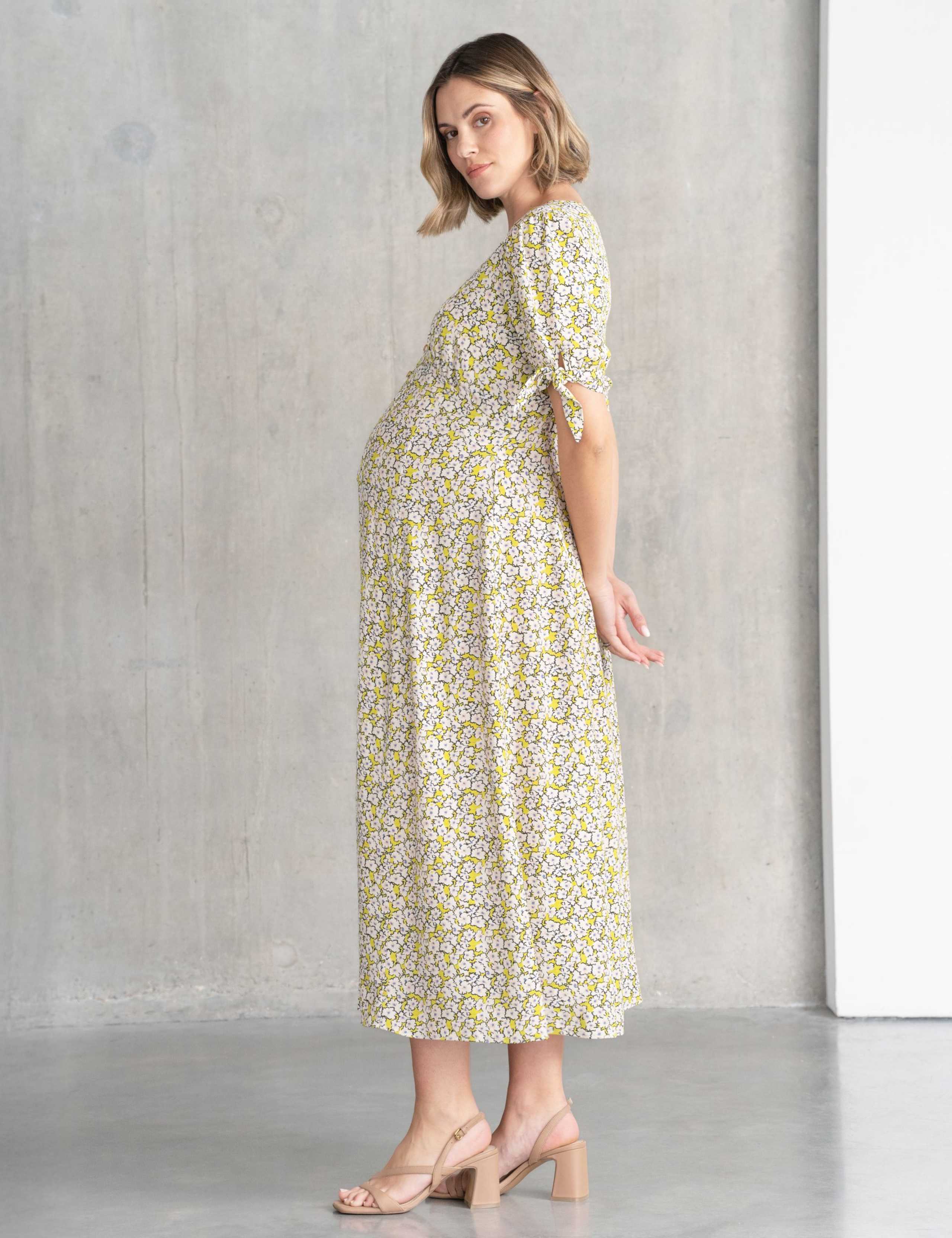 Maternity Floral V-Neck Midi Tea Dress 3 of 5