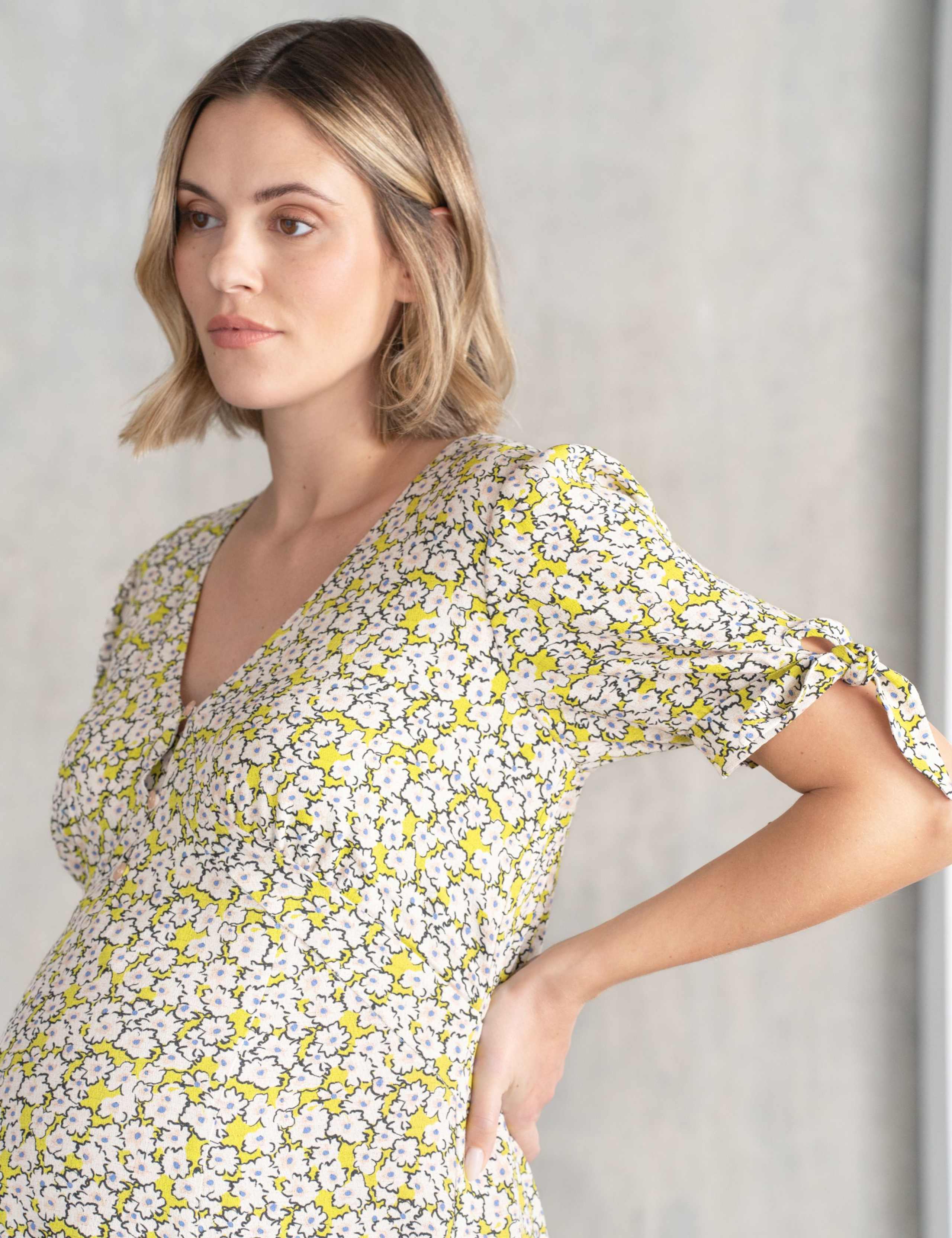 Maternity Floral V-Neck Midi Tea Dress 5 of 5