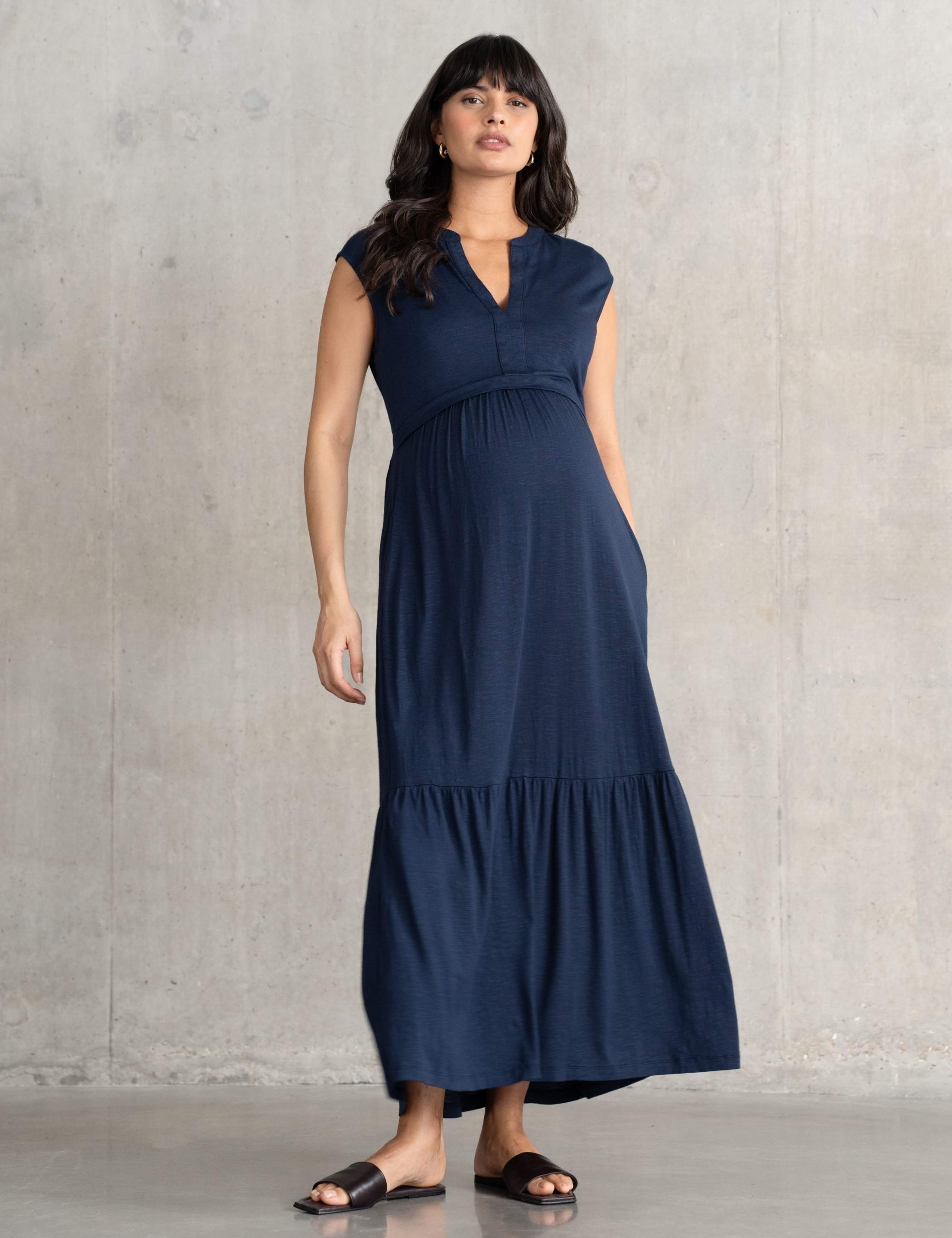 Maternity Jersey V-Neck Midaxi Tiered Dress 1 of 4