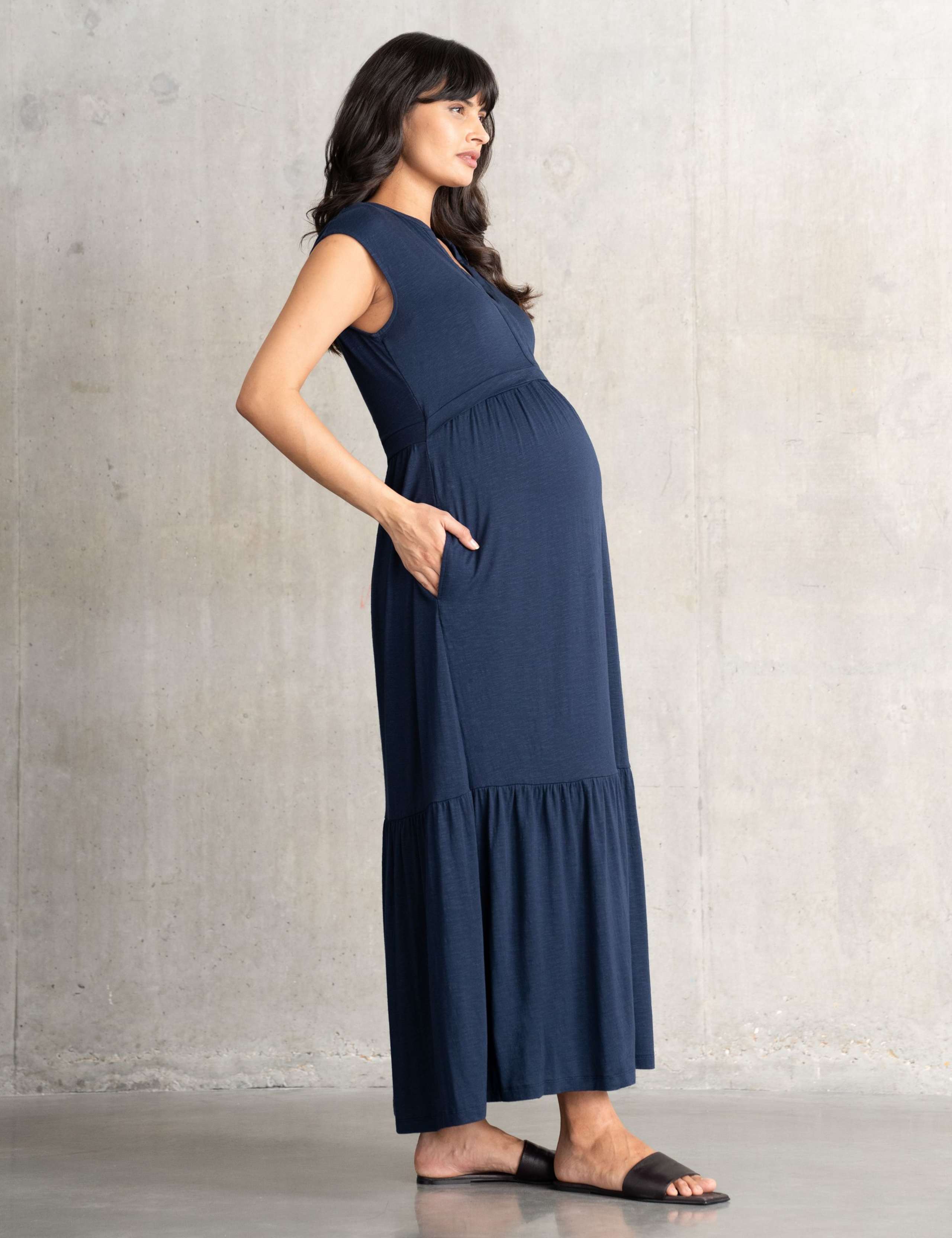 Maternity Jersey V-Neck Midaxi Tiered Dress 2 of 4