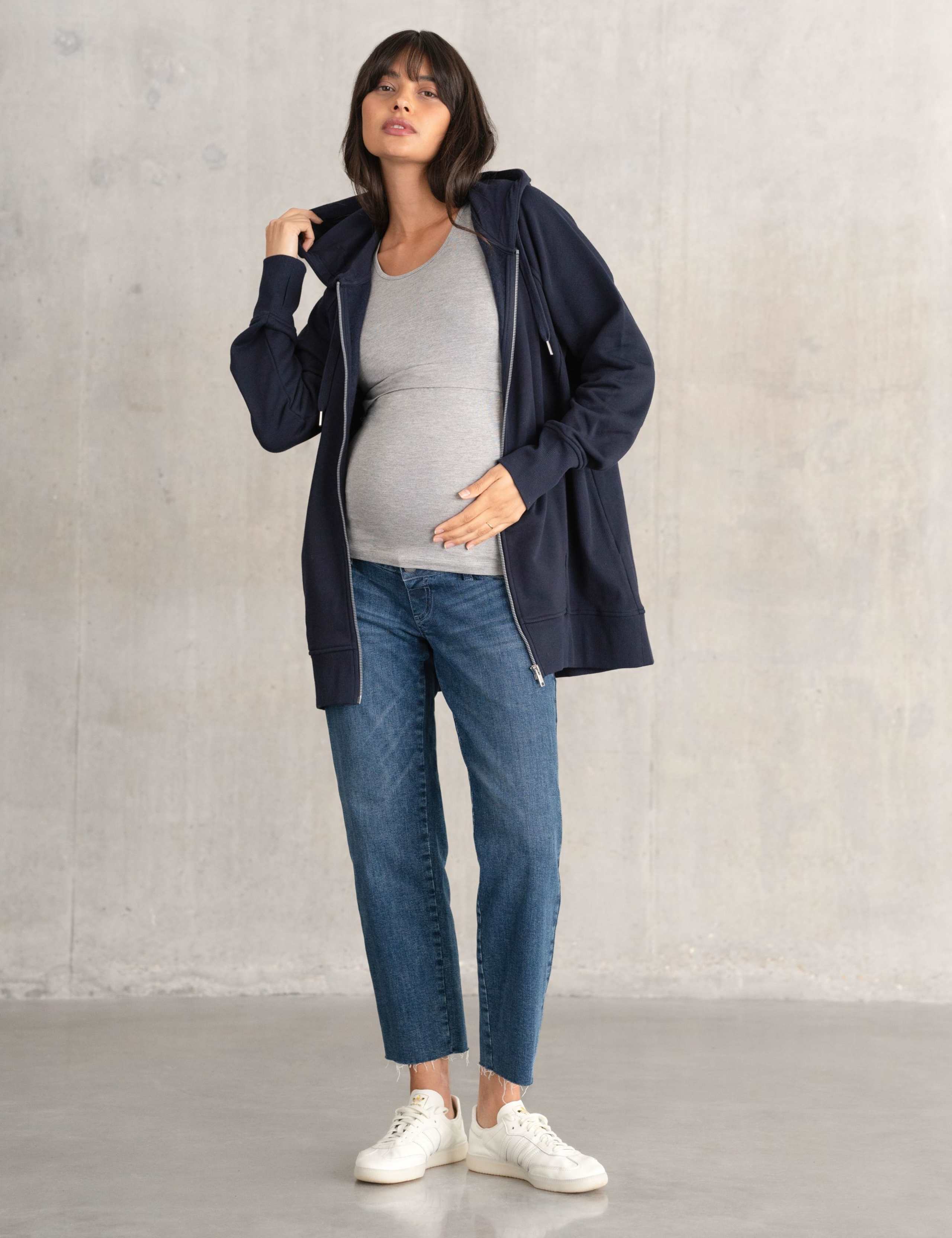 Maternity Jersey Zip Up Baby Wearing Hoodie 2 of 6