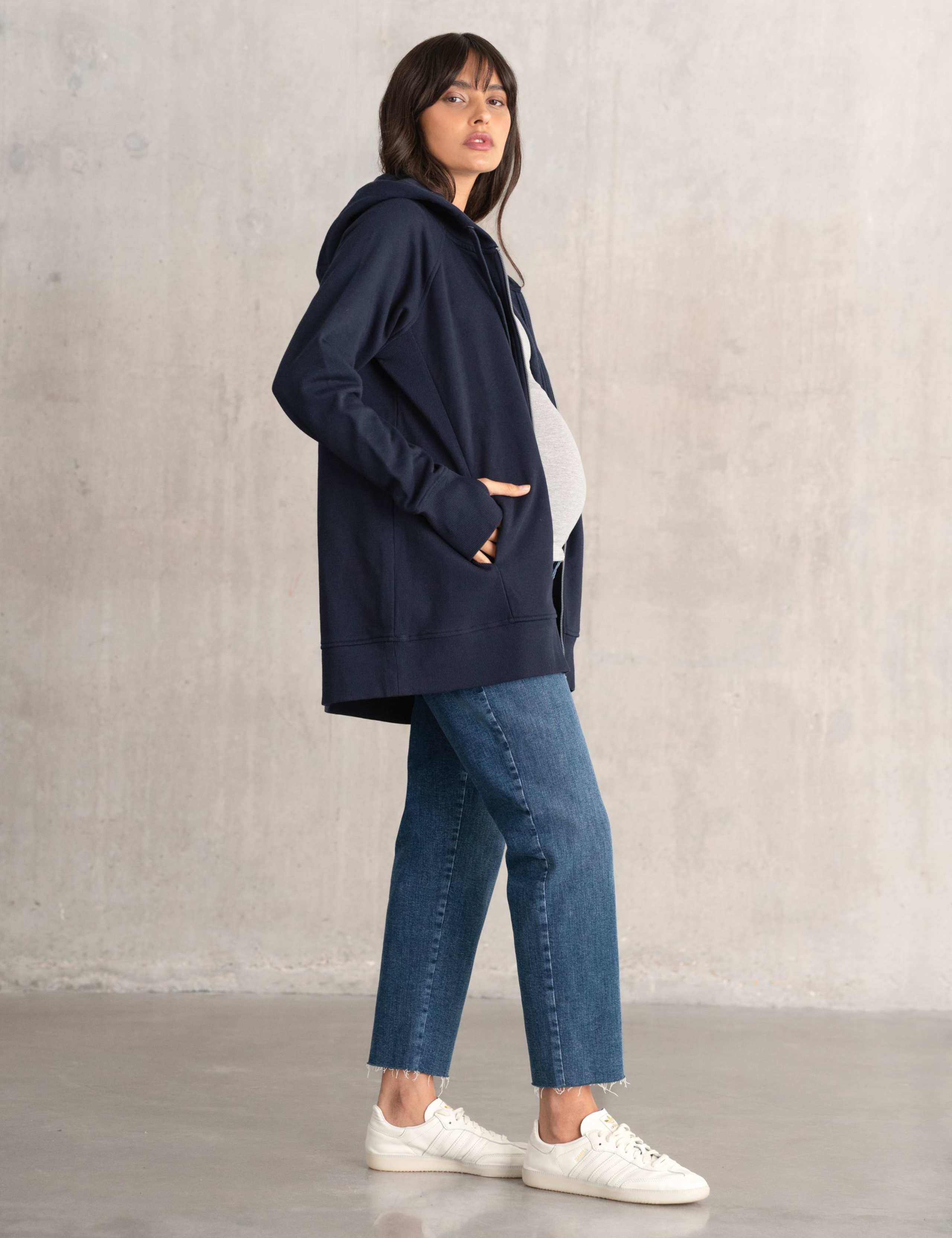 Maternity Jersey Zip Up Baby Wearing Hoodie 3 of 6