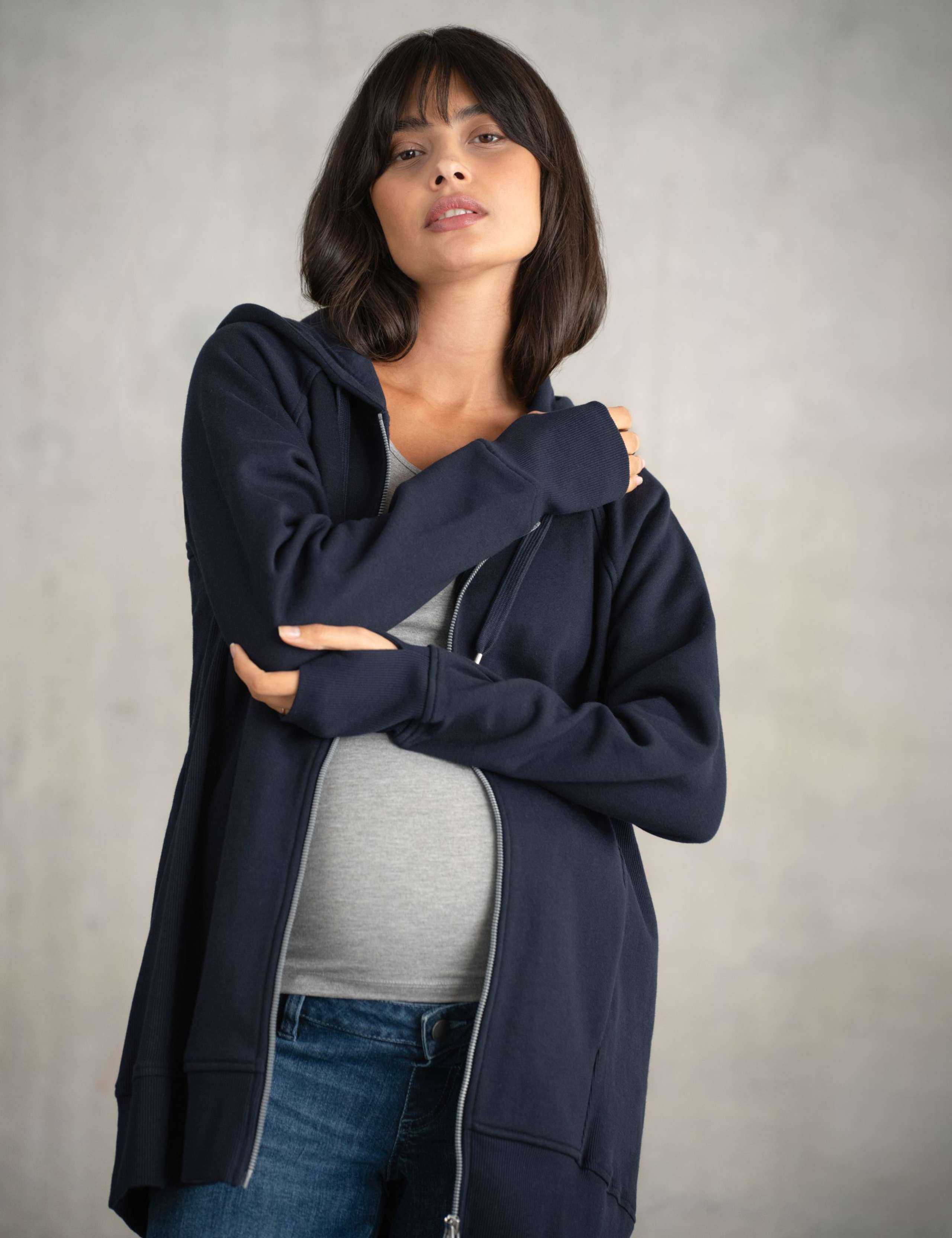 Maternity Jersey Zip Up Baby Wearing Hoodie 6 of 6
