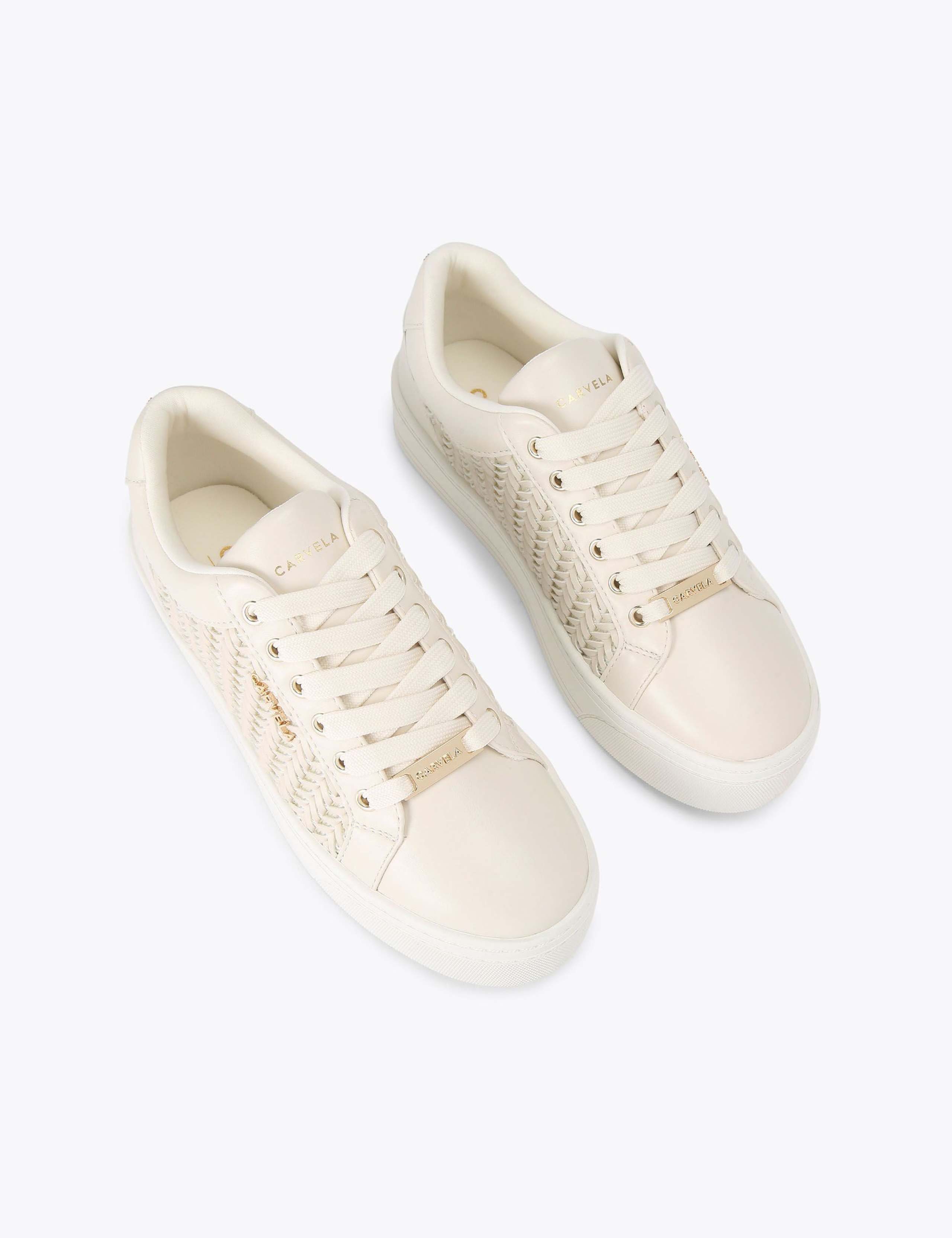 Lace Up Woven Side Detail Flatform Trainers 2 of 4