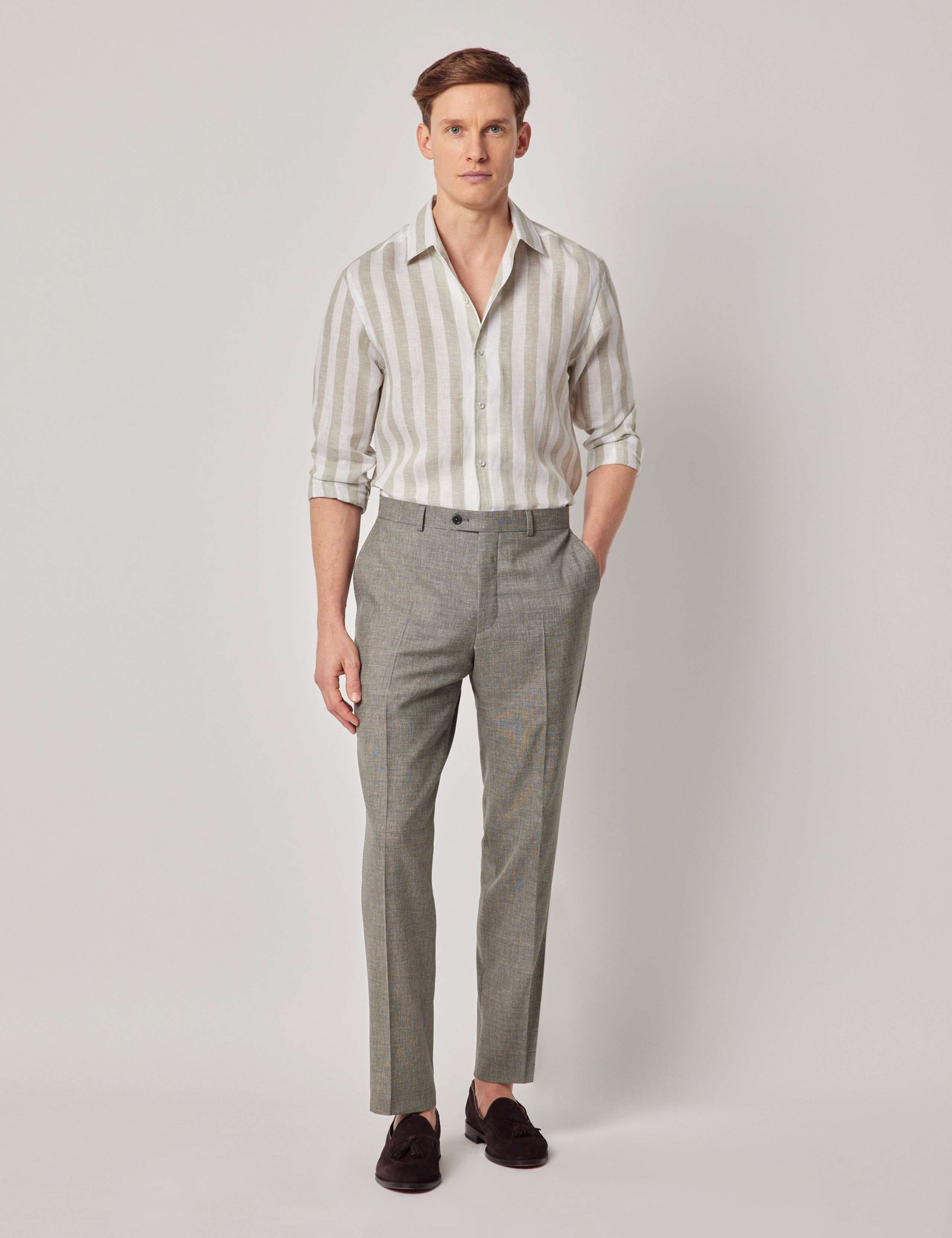 Slim Fit Pure Linen Striped Shirt 2 of 2