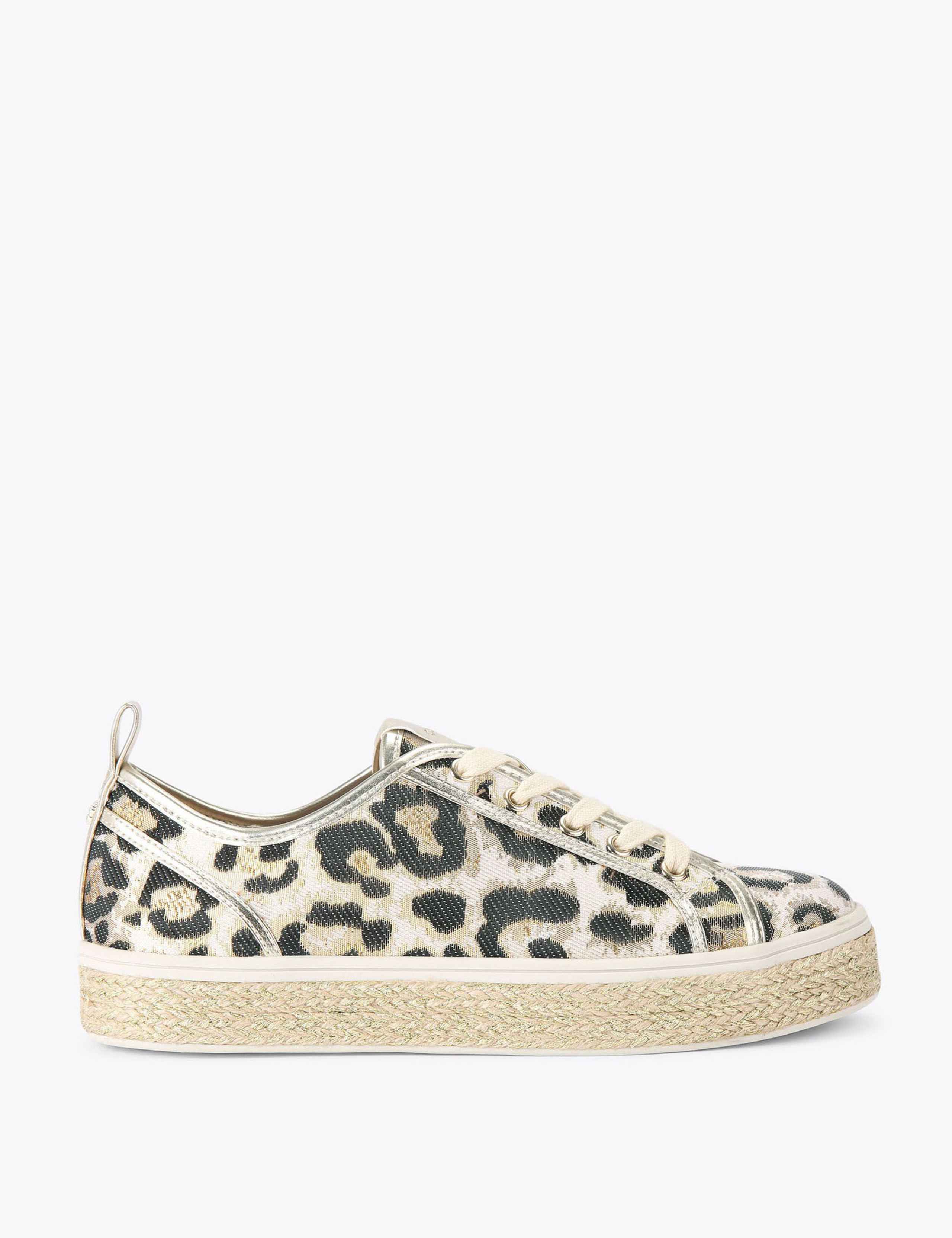 Leopard Print Metallic Lace Up Trainers 1 of 4