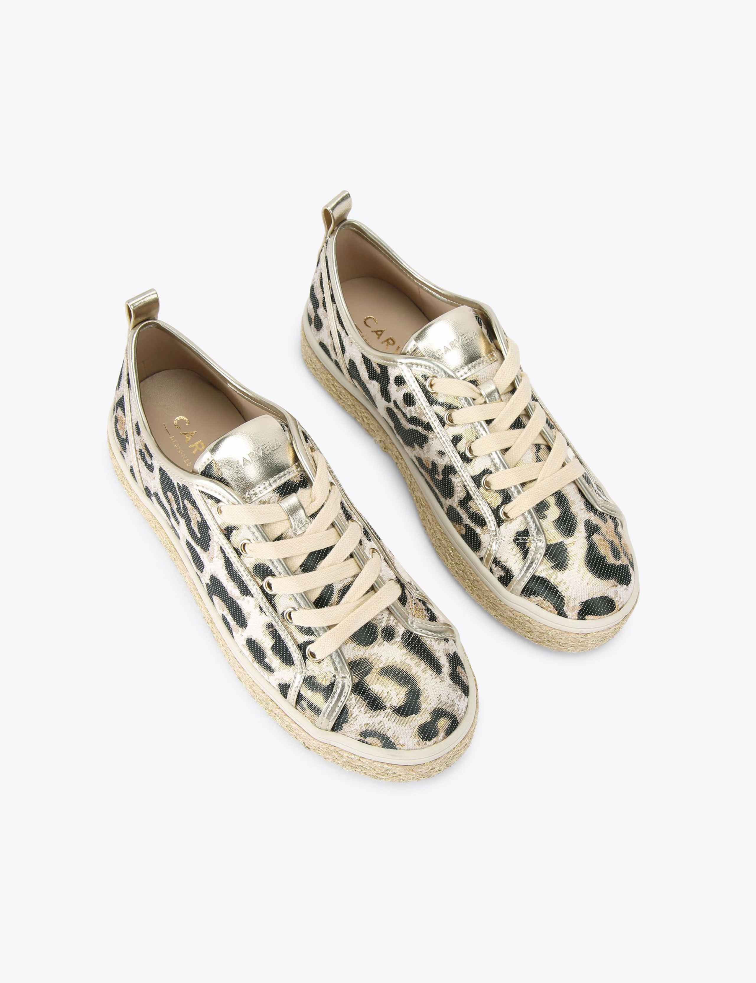 Leopard Print Metallic Lace Up Trainers 2 of 4