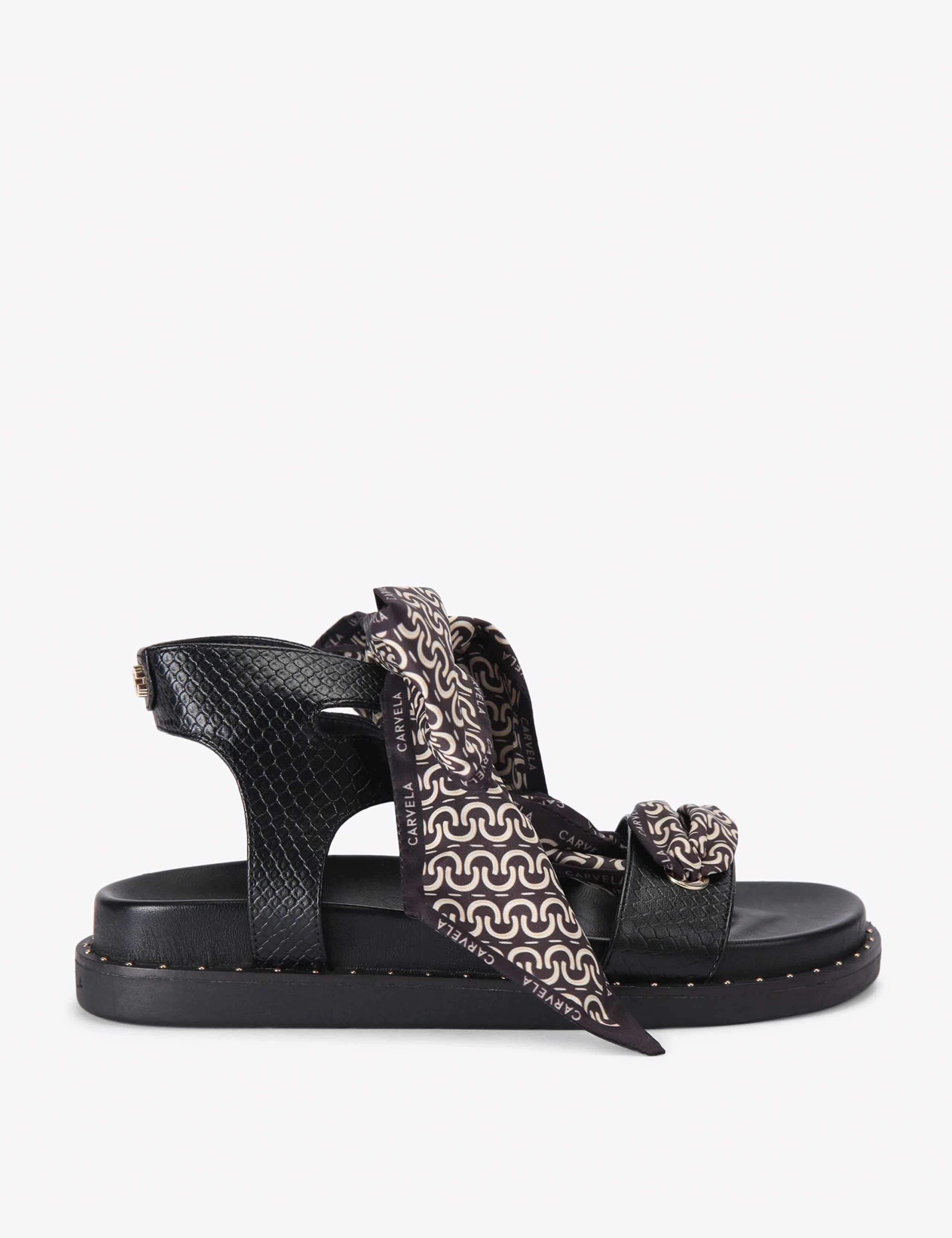 Scarf Tie Ankle Strap Flat Sandals 1 of 4