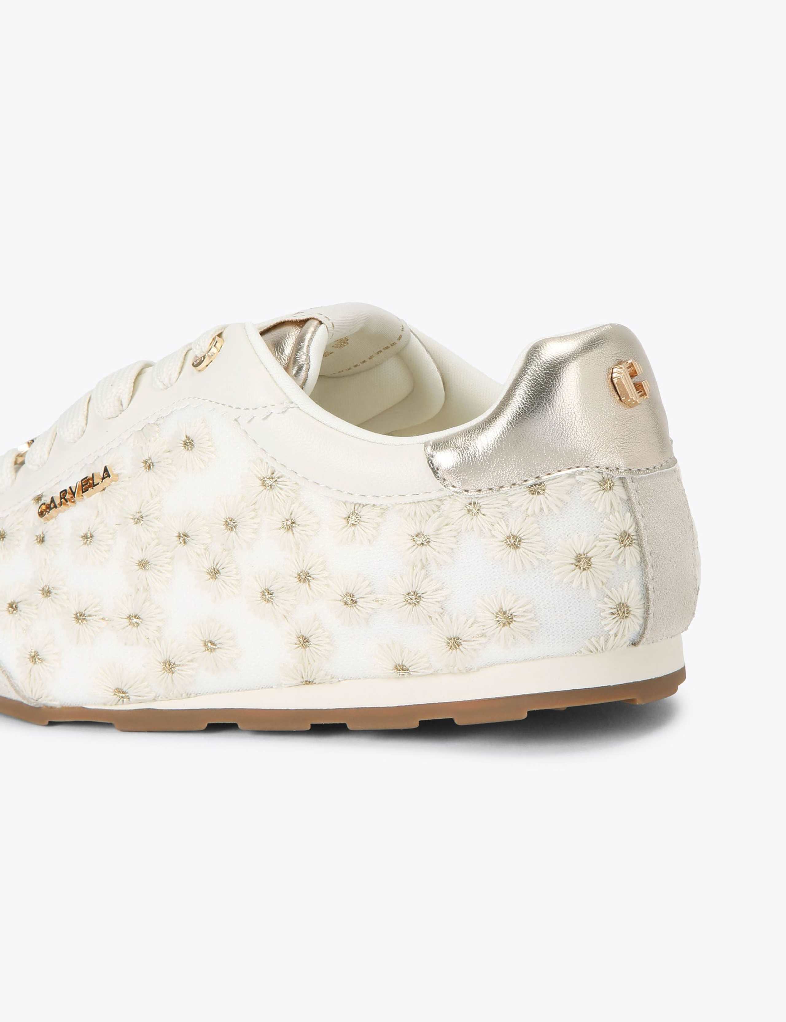 Leather Floral Embroidered Lace Up Trainers 4 of 4