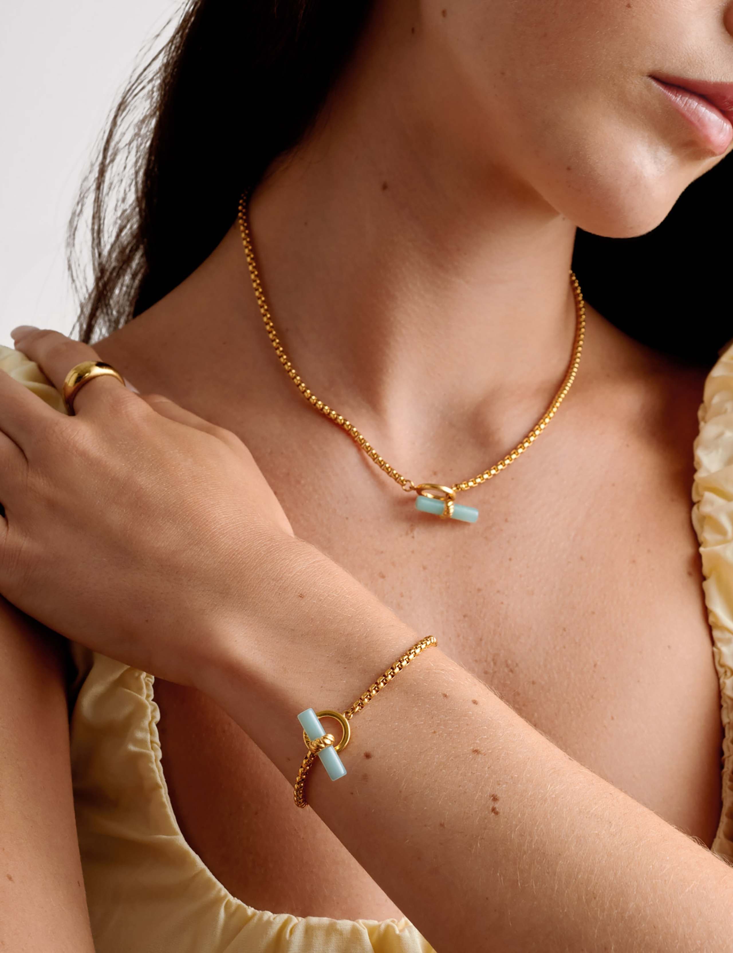 Gold Plated T-Bar Bracelet 1 of 3