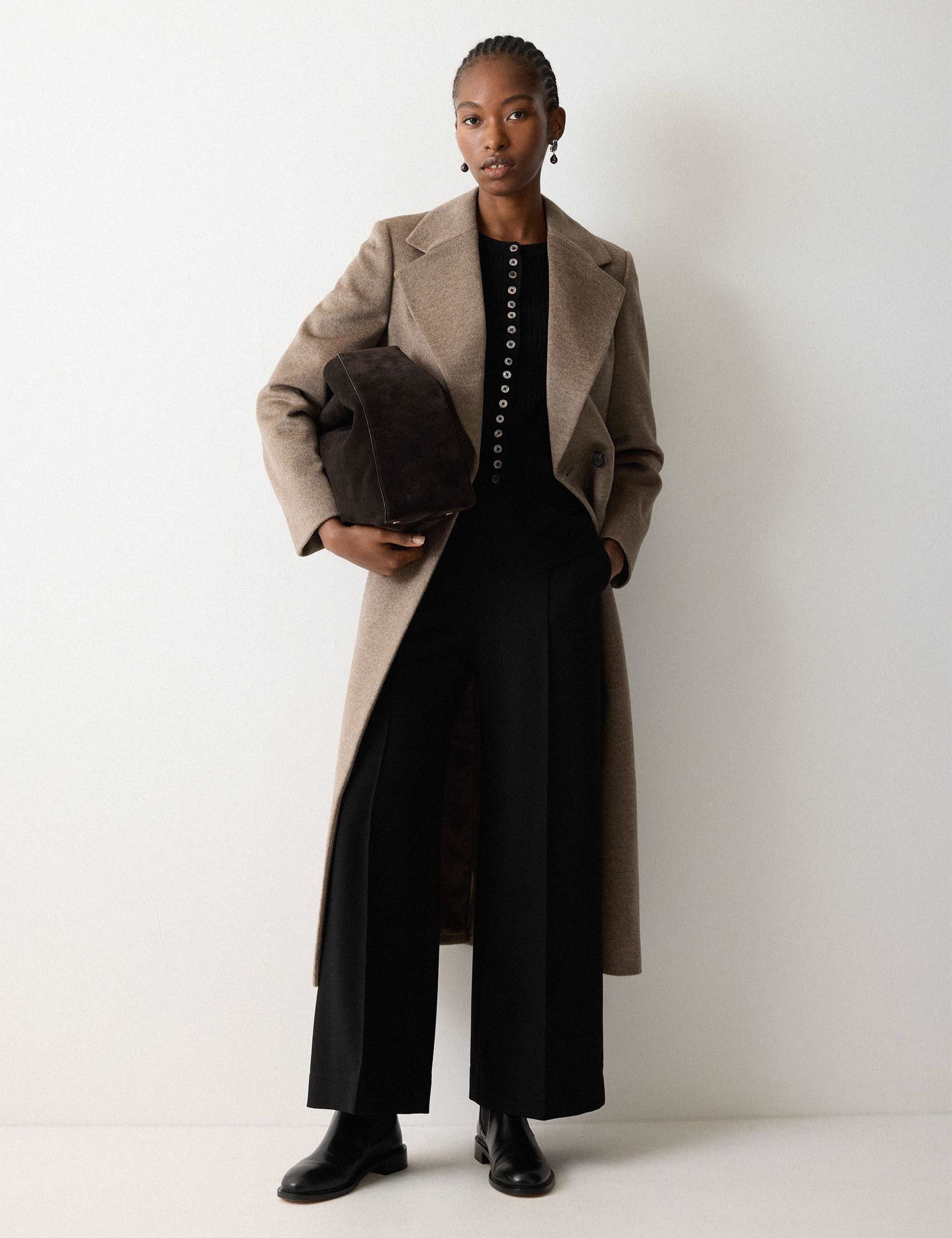 Crepe Wide Leg Ankle Grazer Trousers 1 of 4