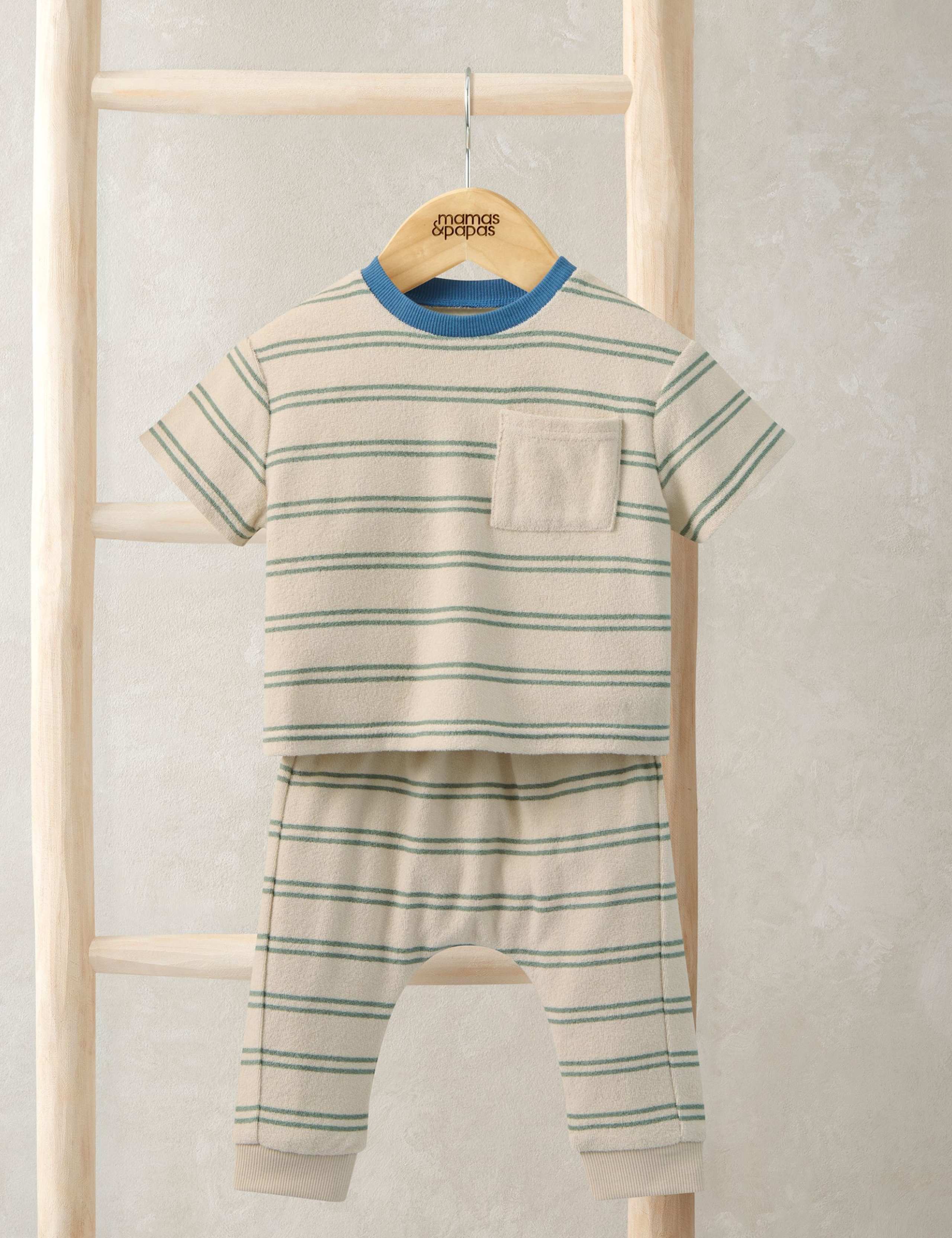 2 Piece Towelling Striped T-Shirt Outfit (0-36 Mths) 1 of 4