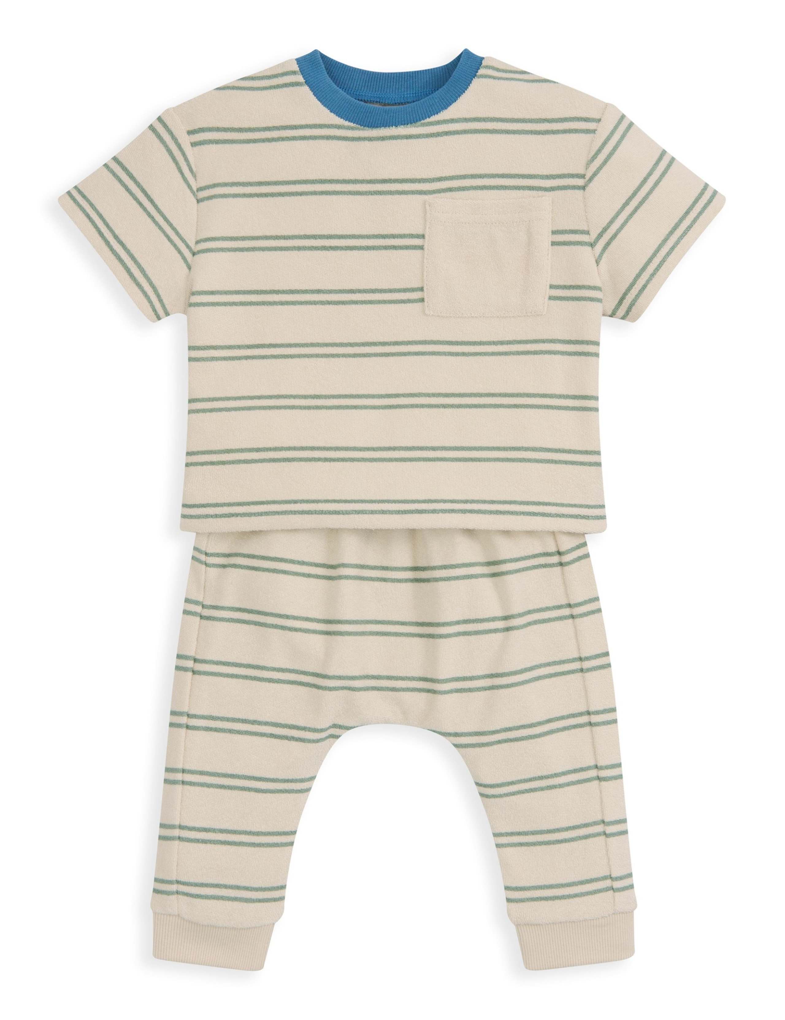 2 Piece Towelling Striped T-Shirt Outfit (0-36 Mths) 2 of 4