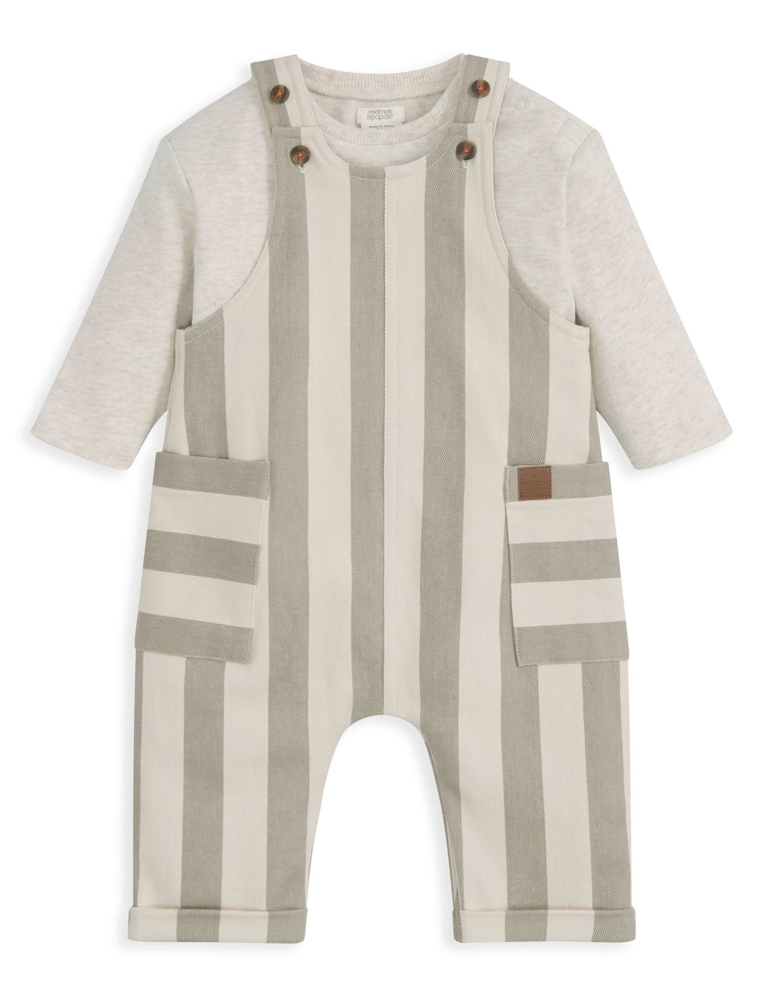 2 Piece Striped Dungarees & Top Outfit (0-36 Months) 2 of 3