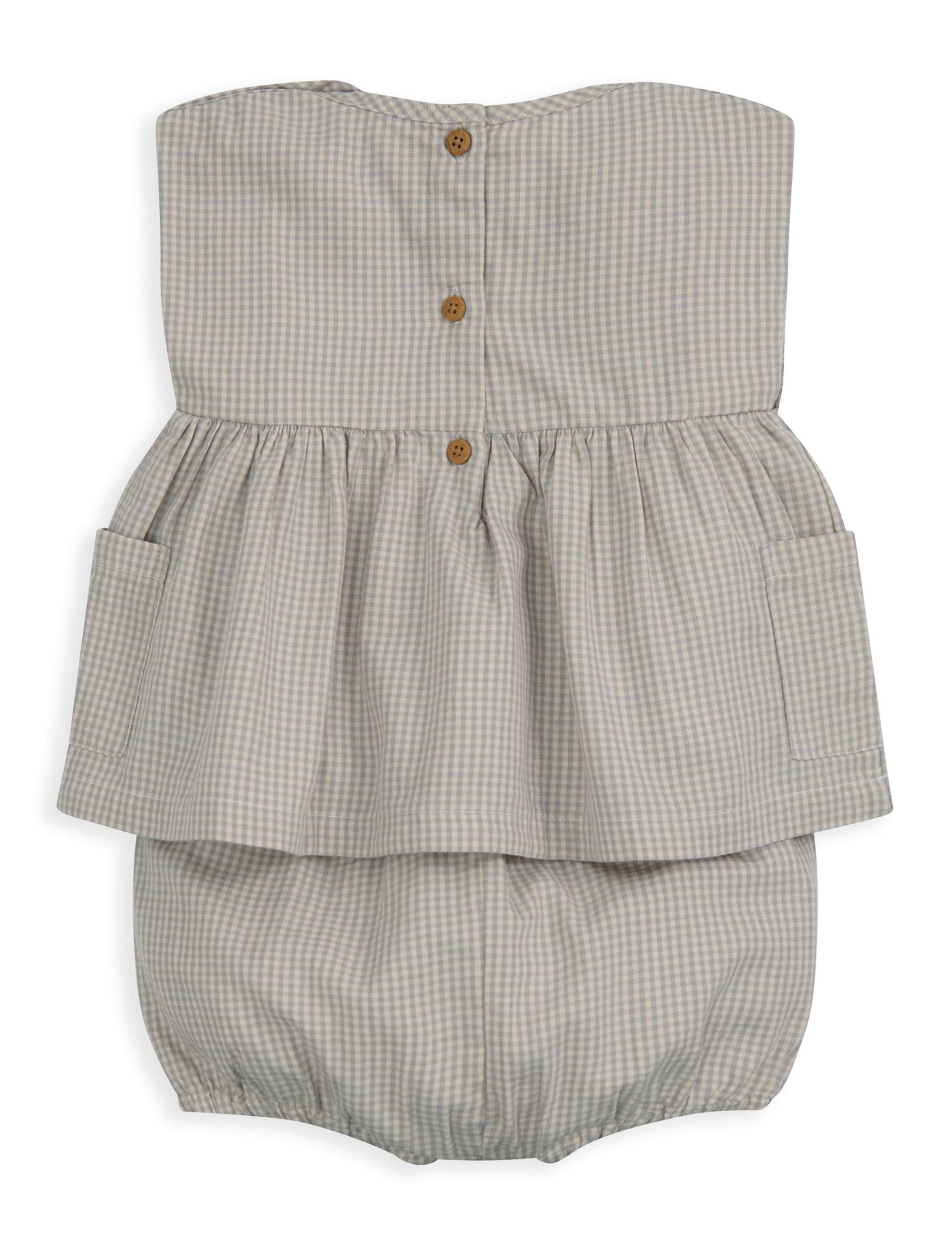 Pure Cotton Embroidered Gingham Outfit (0-24 Mths) 3 of 5