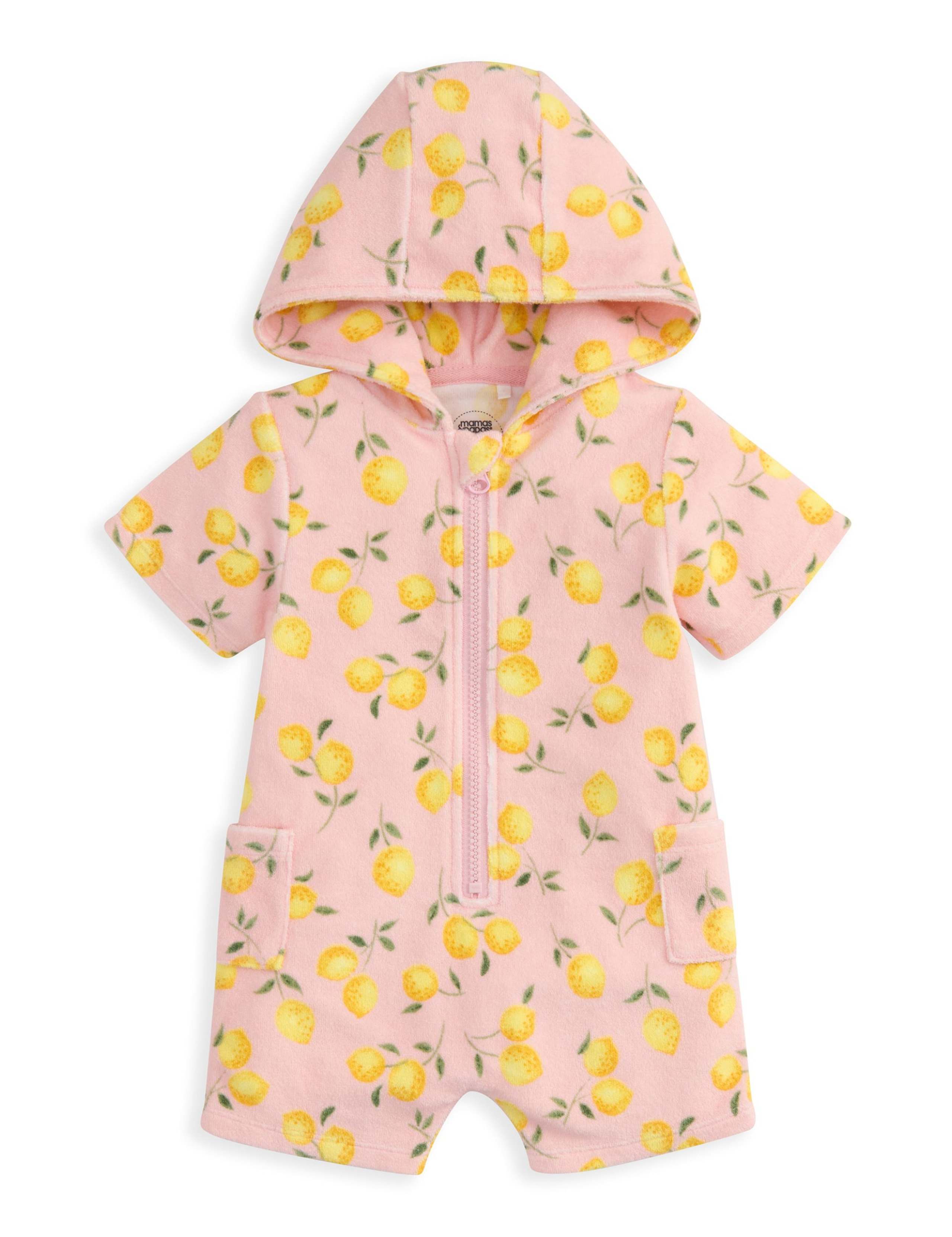 Cotton Rich Towelling Lemon Print Zip Romper (3 Mths-3 Yrs) 2 of 2