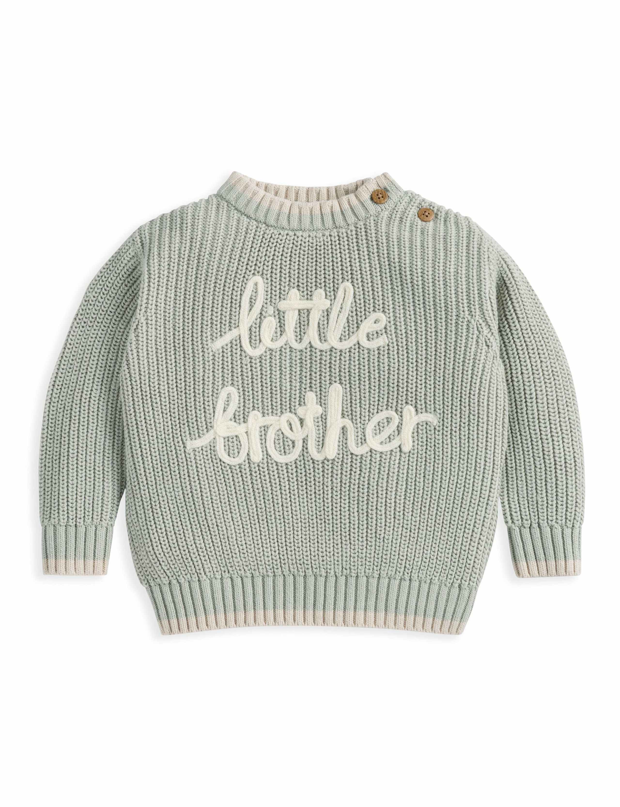 Pure Cotton Little Brother Slogan Jumper (7lbs-9 Mths) 2 of 2