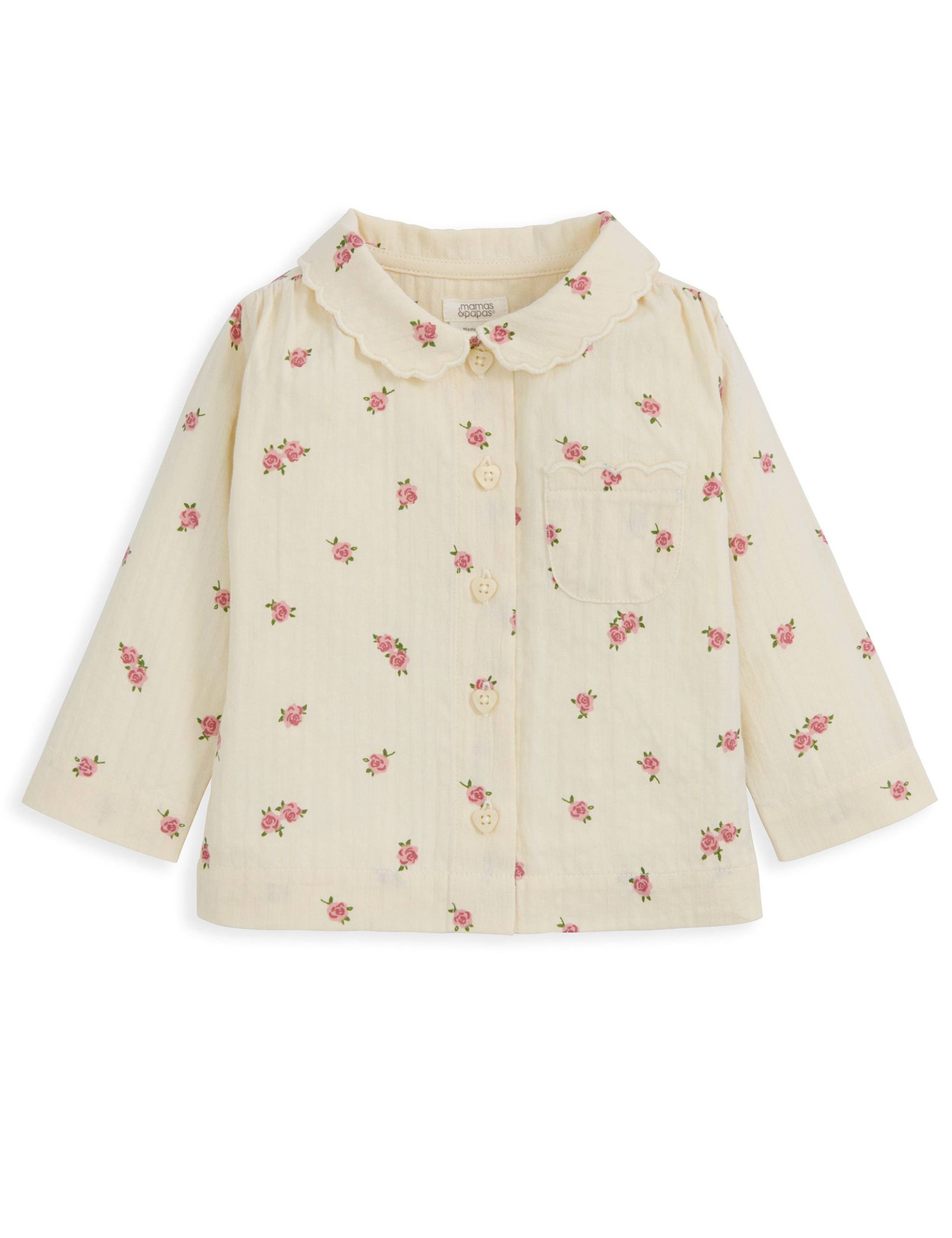 Pure Cotton Woven Rose Print Pyjamas (3 Mths-3 Yrs) 4 of 4