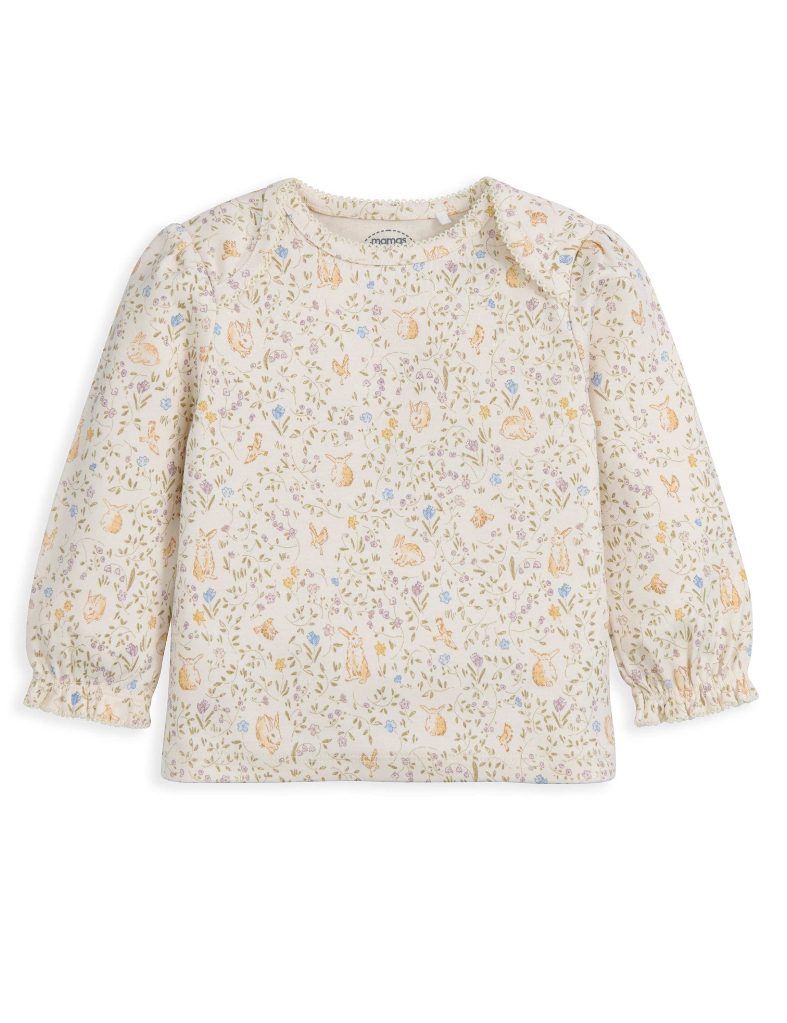 Pure Cotton Jersey Bunny Floral Print Pyjamas (3 Months-3 Years) 3 of 4