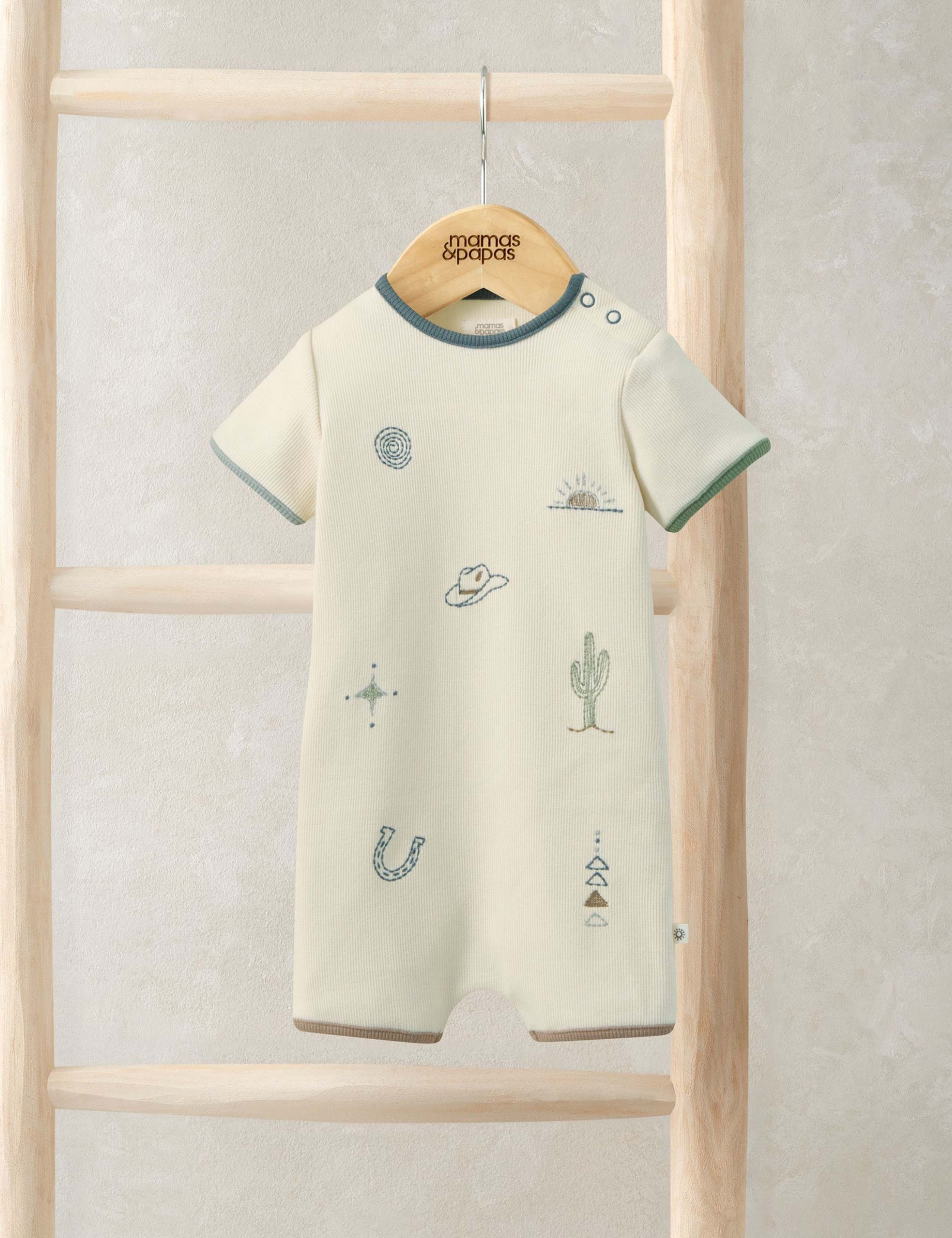 Cotton Rich Embroidered Romper (7lbs-12 Mths) 1 of 2