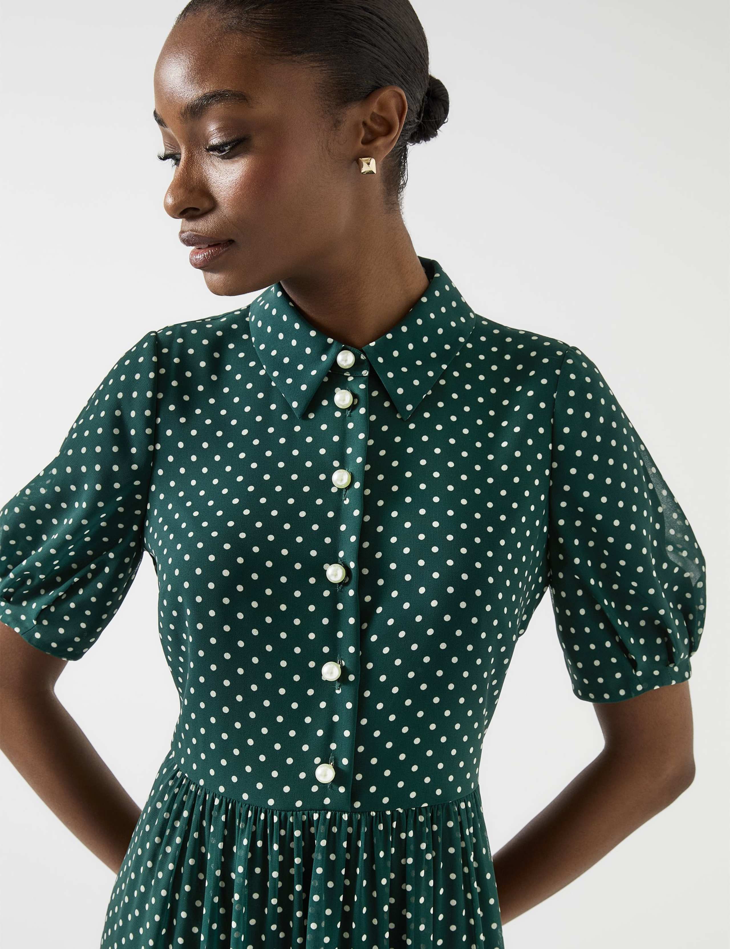 Polka Dot Relaxed Tiered Midi Dress 2 of 2