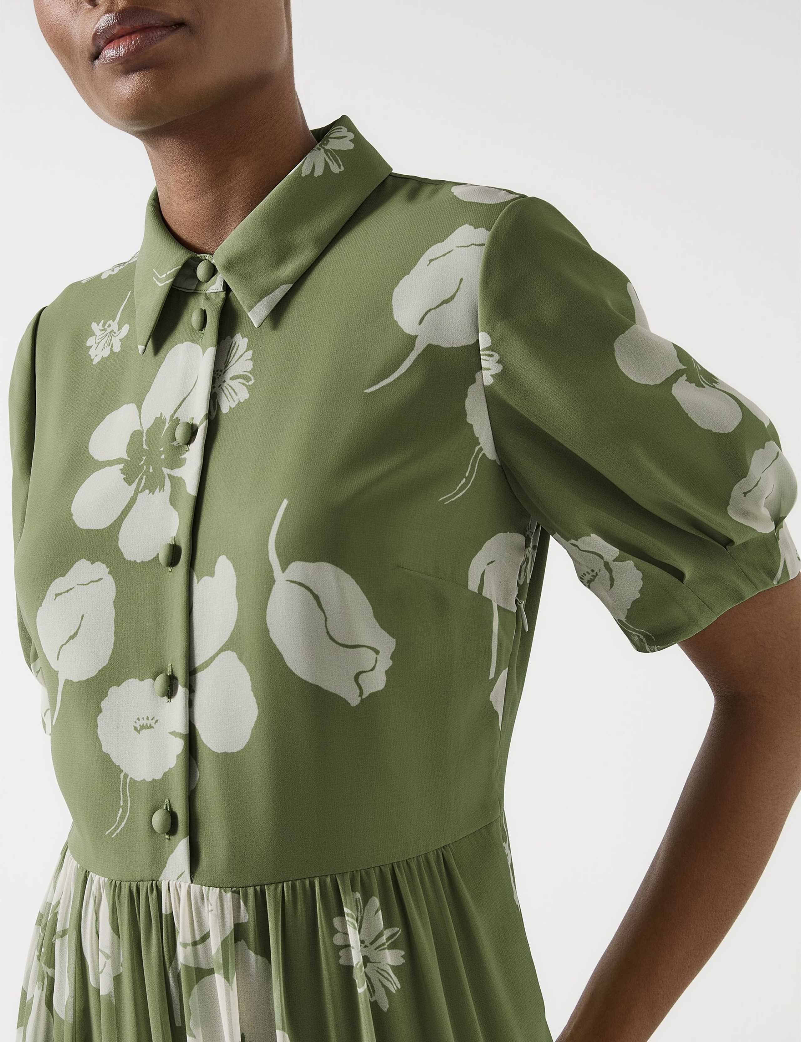 Floral Collared Relaxed Midi Tiered Dress 2 of 2