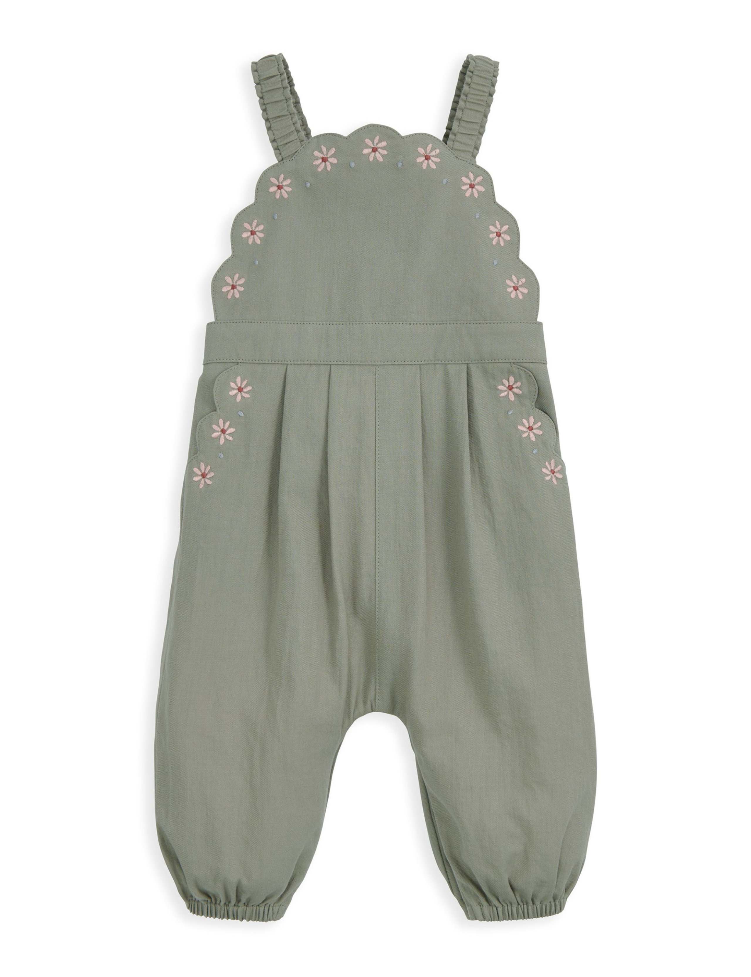 Pure Cotton Scalloped Dungarees & Headband (0-36 Mths) 3 of 4