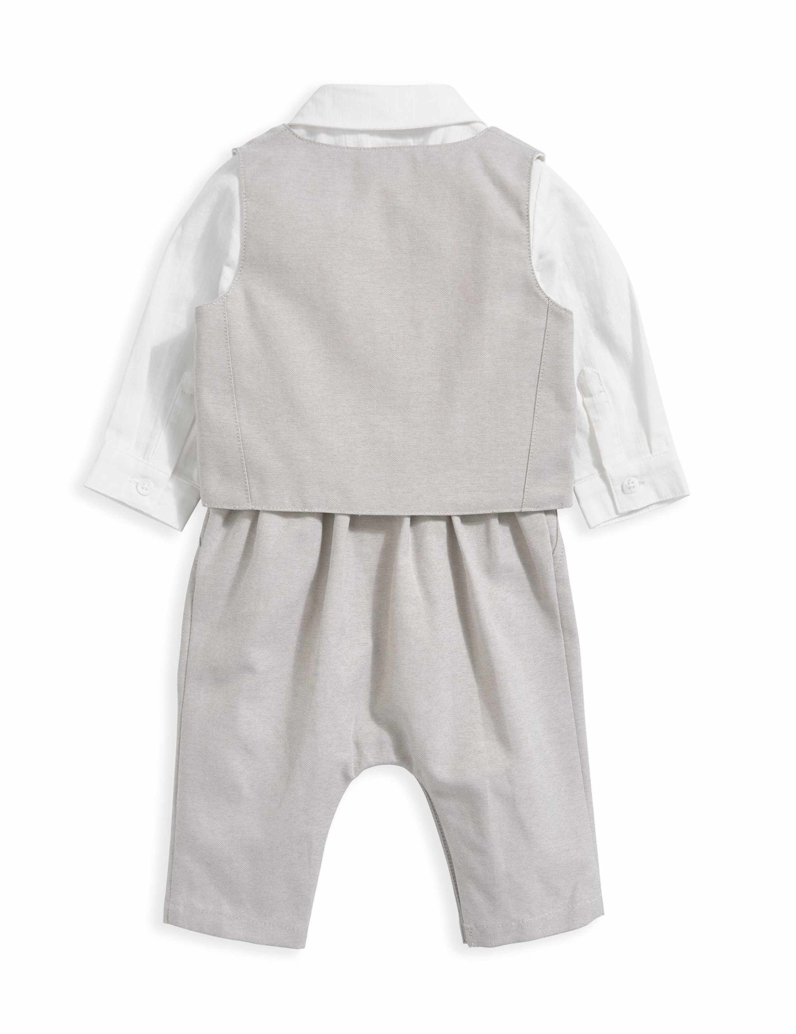 Cotton Rich Mock Waistcoat Romper (7lbs-24 Mths) 6 of 7